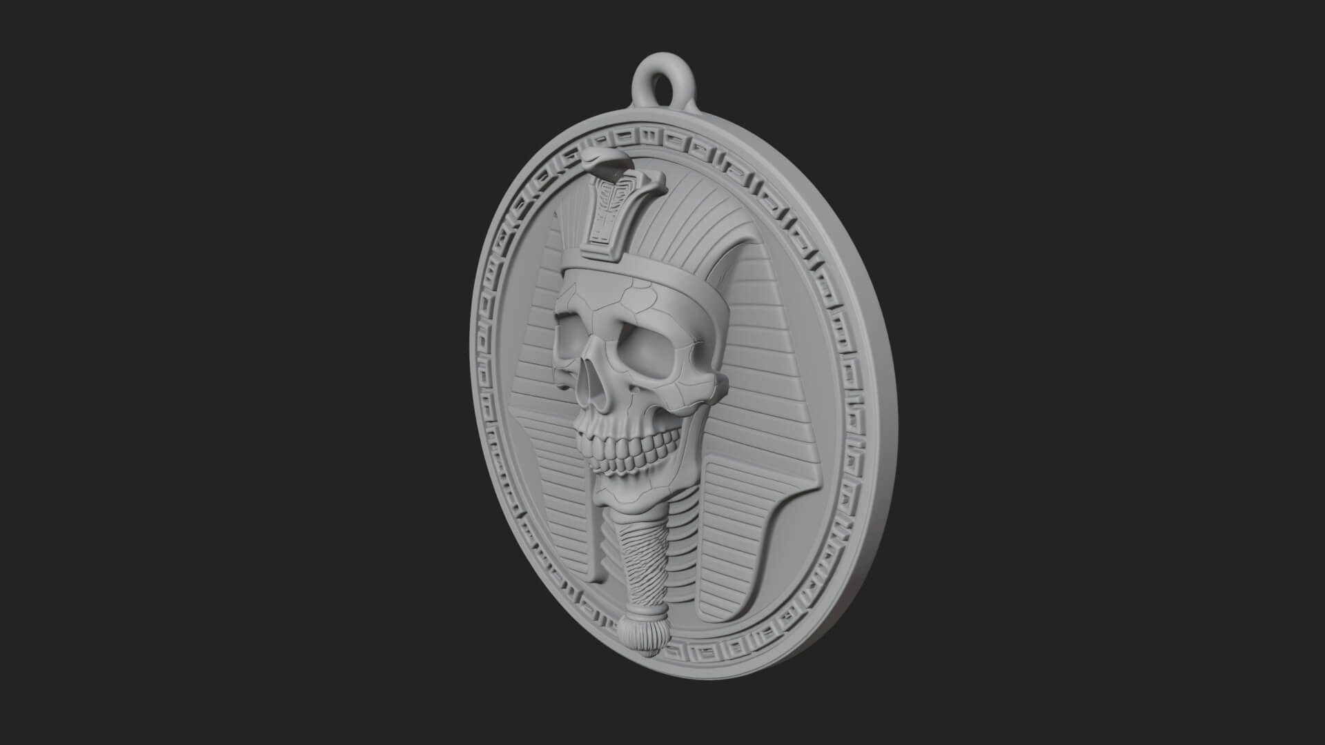 Pharaoh Skull Oval Relief Plaque Design 3 3D Print Model 3D Model