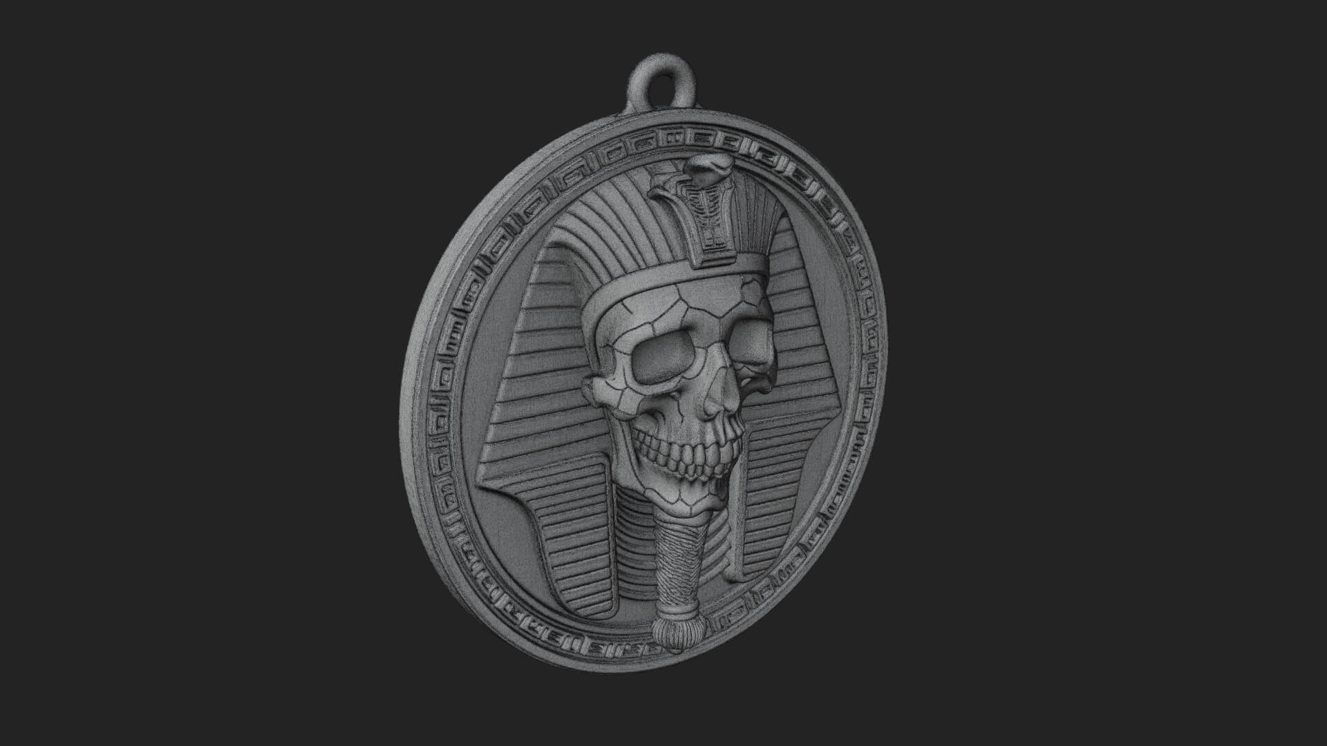 Pharaoh Skull Oval Relief Plaque Design 3 3D Print Model 3D Model