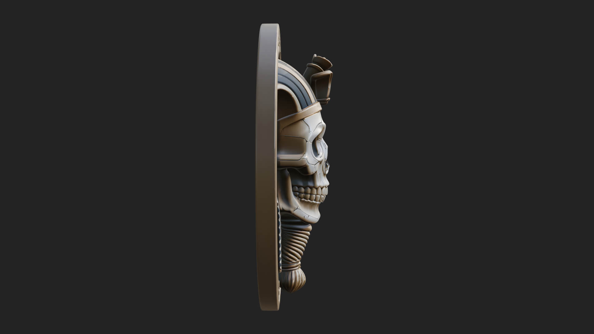 Pharaoh Skull Oval Relief Plaque Design 4 3D Print Model 3D Model