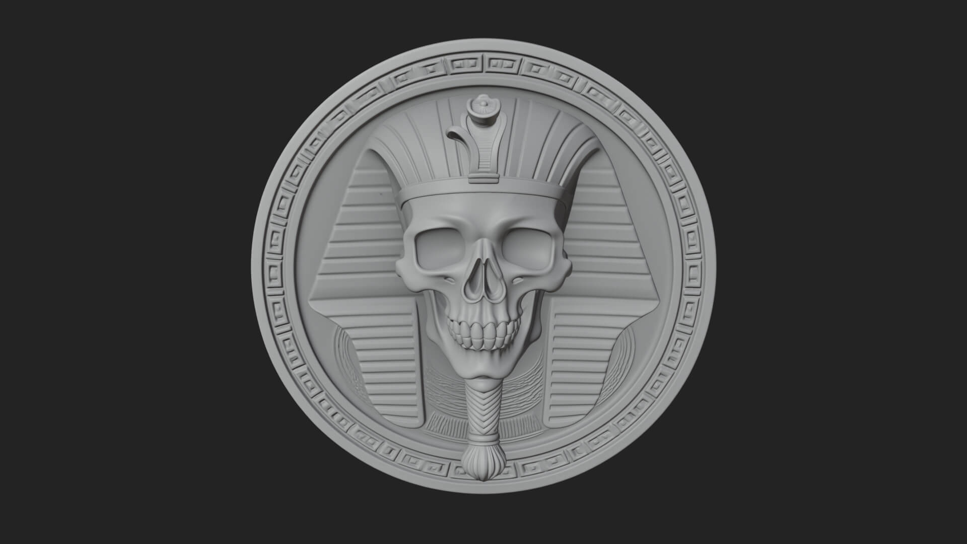 Pharaoh Skull Oval Relief Plaque Design 4 3D Print Model 3D Model