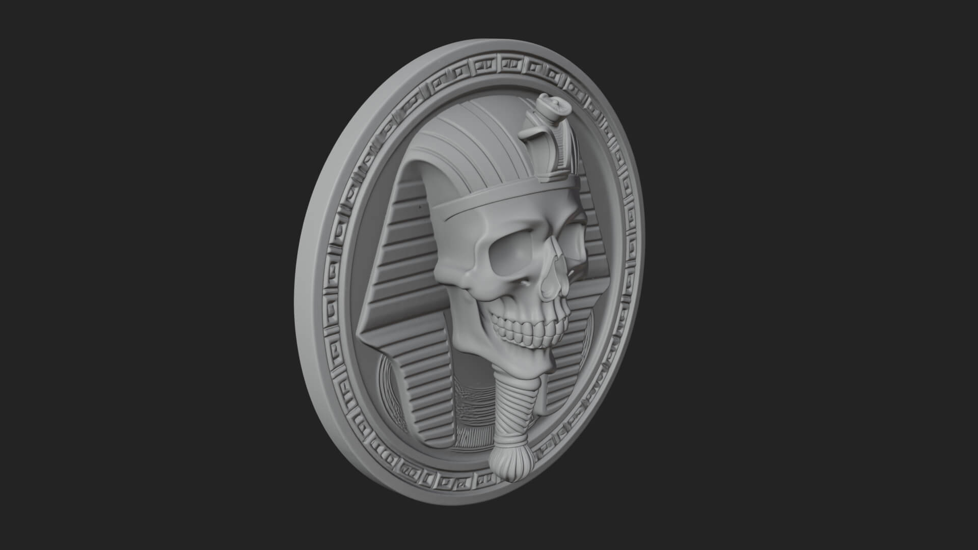 Pharaoh Skull Oval Relief Plaque Design 4 3D Print Model 3D Model