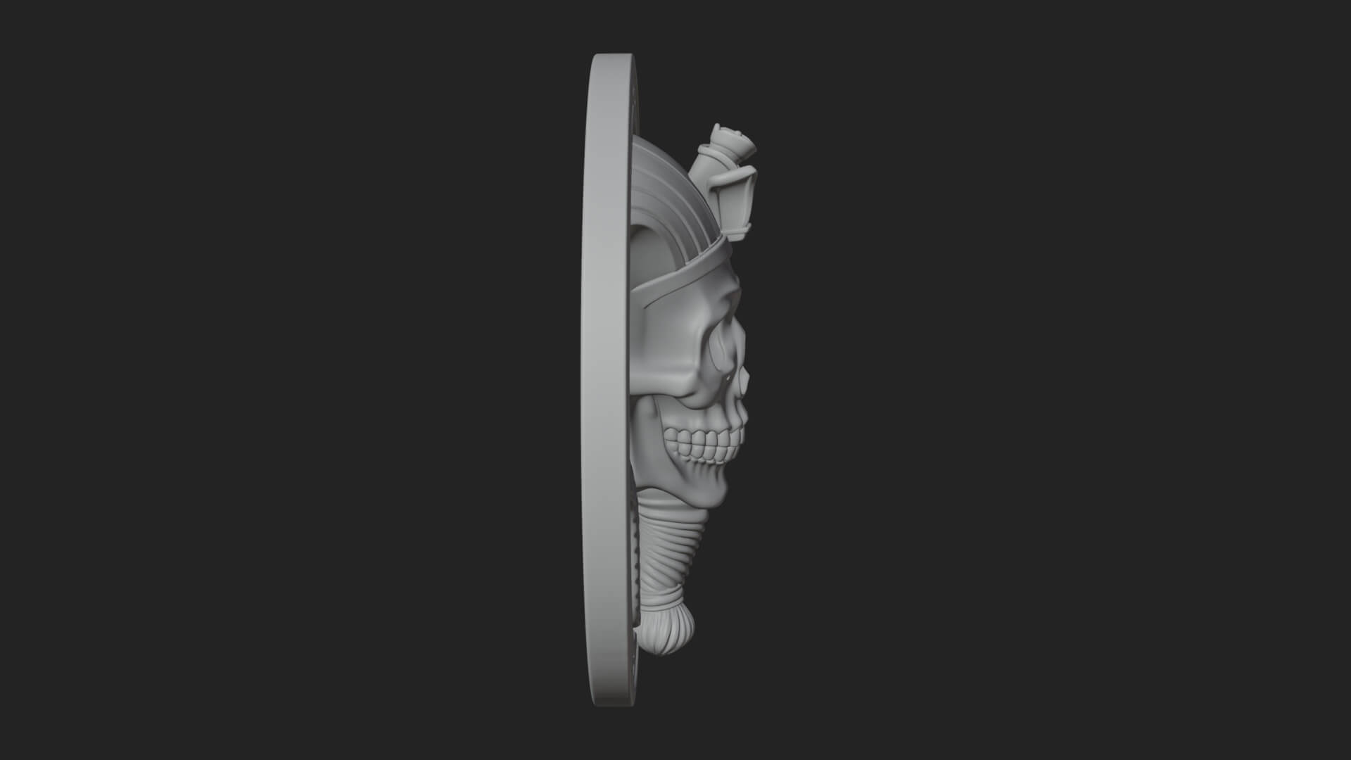 Pharaoh Skull Oval Relief Plaque Design 4 3D Print Model 3D Model