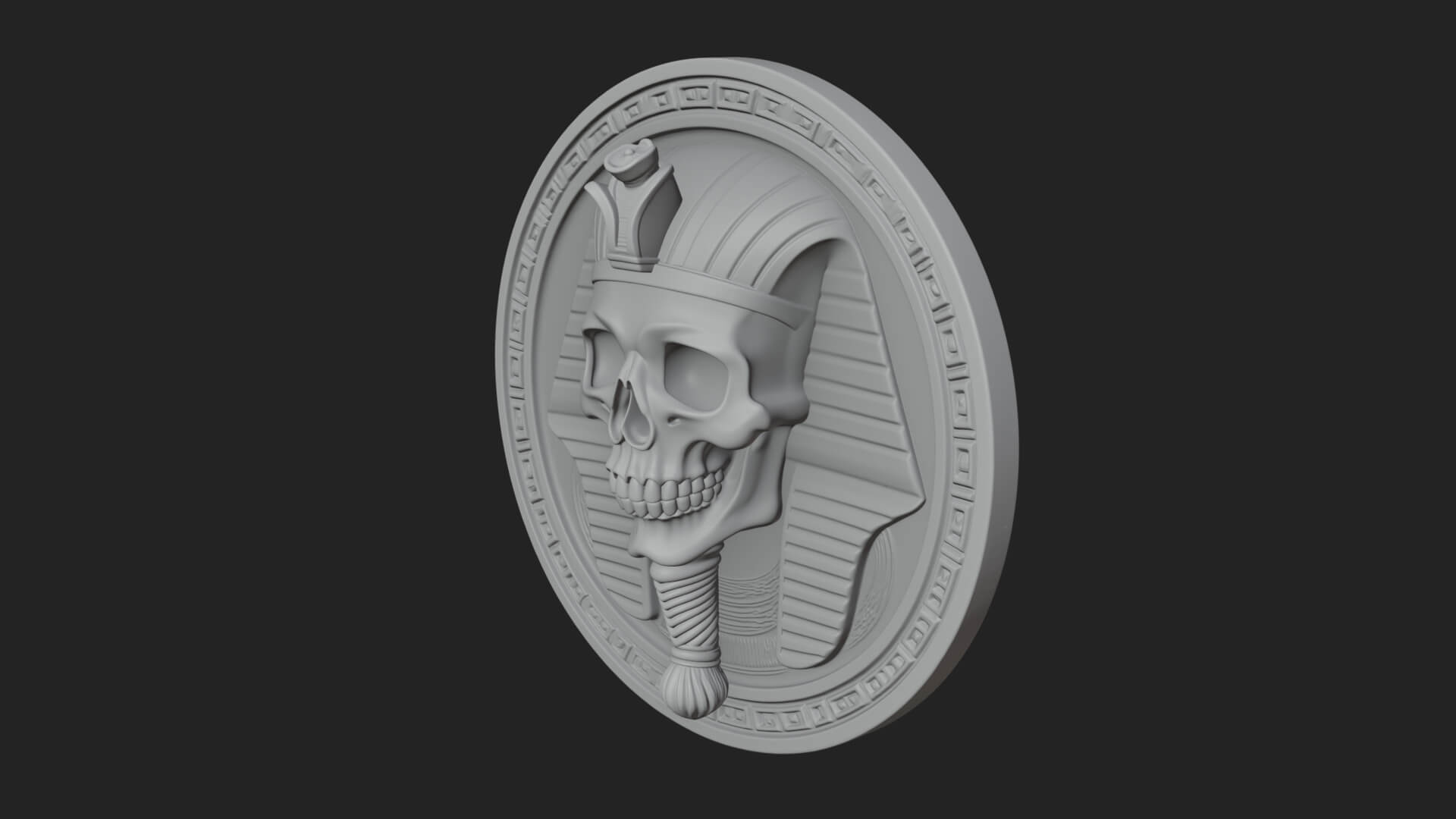 Pharaoh Skull Oval Relief Plaque Design 4 3D Print Model 3D Model