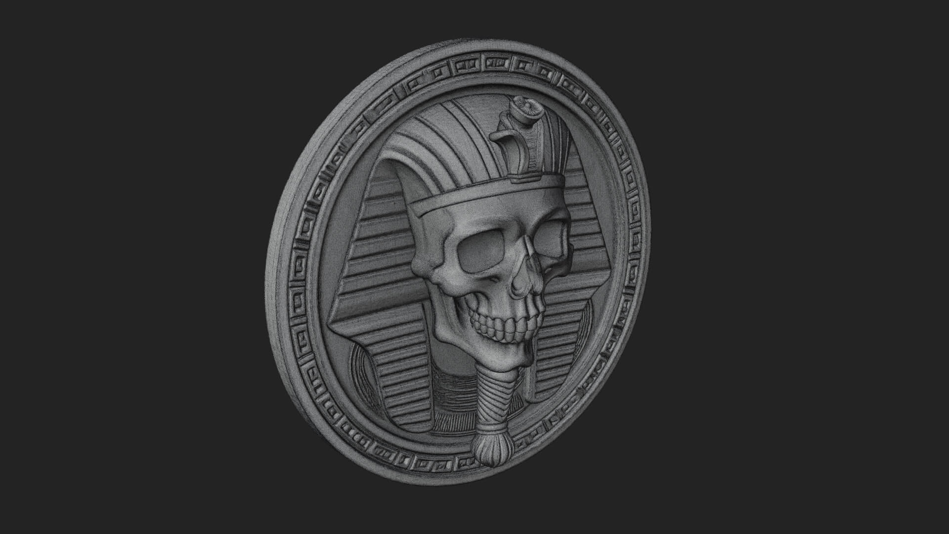 Pharaoh Skull Oval Relief Plaque Design 4 3D Print Model 3D Model