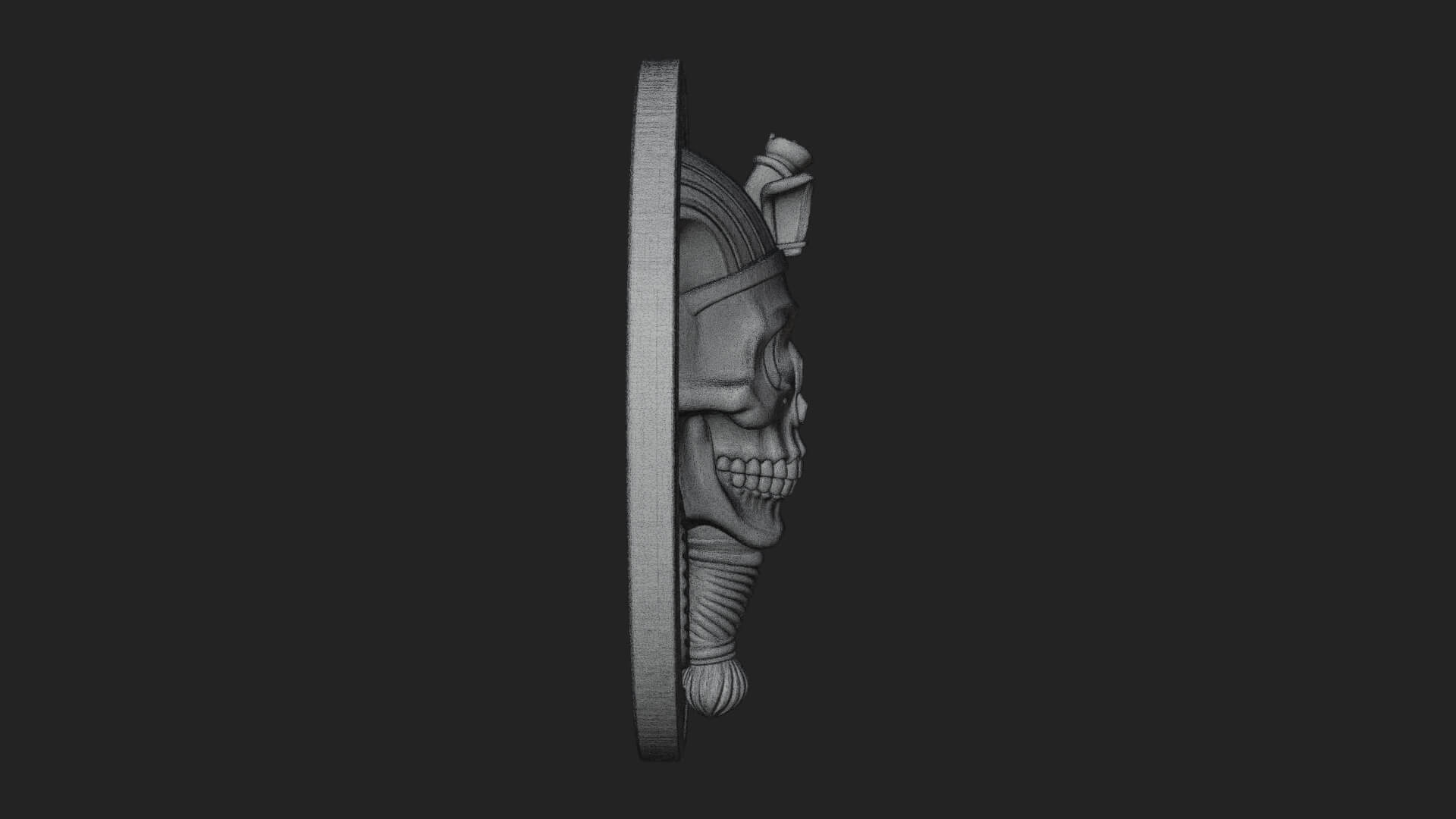 Pharaoh Skull Oval Relief Plaque Design 4 3D Print Model 3D Model