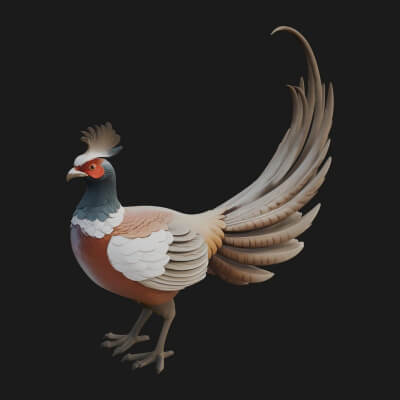 Pheasant Bird Statue Design 1 3D Print Model