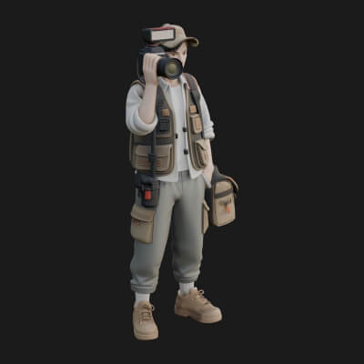 Photographer Man Statue Design 2 3D Print Model