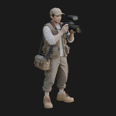 Photographer Man Statue Design 3 3D Print Model