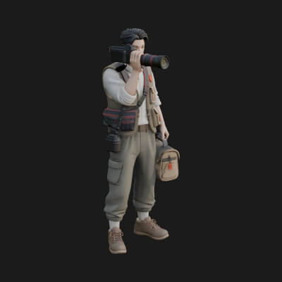 Photographer Man Statue Design 4 3D Print Model