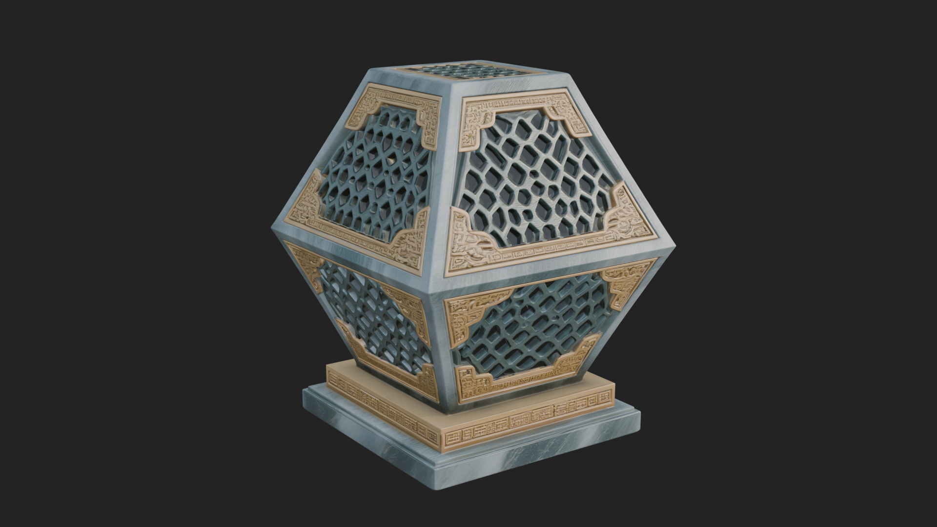 Pierced Stone Lantern Model Design 1 3D Print Model 3D Model