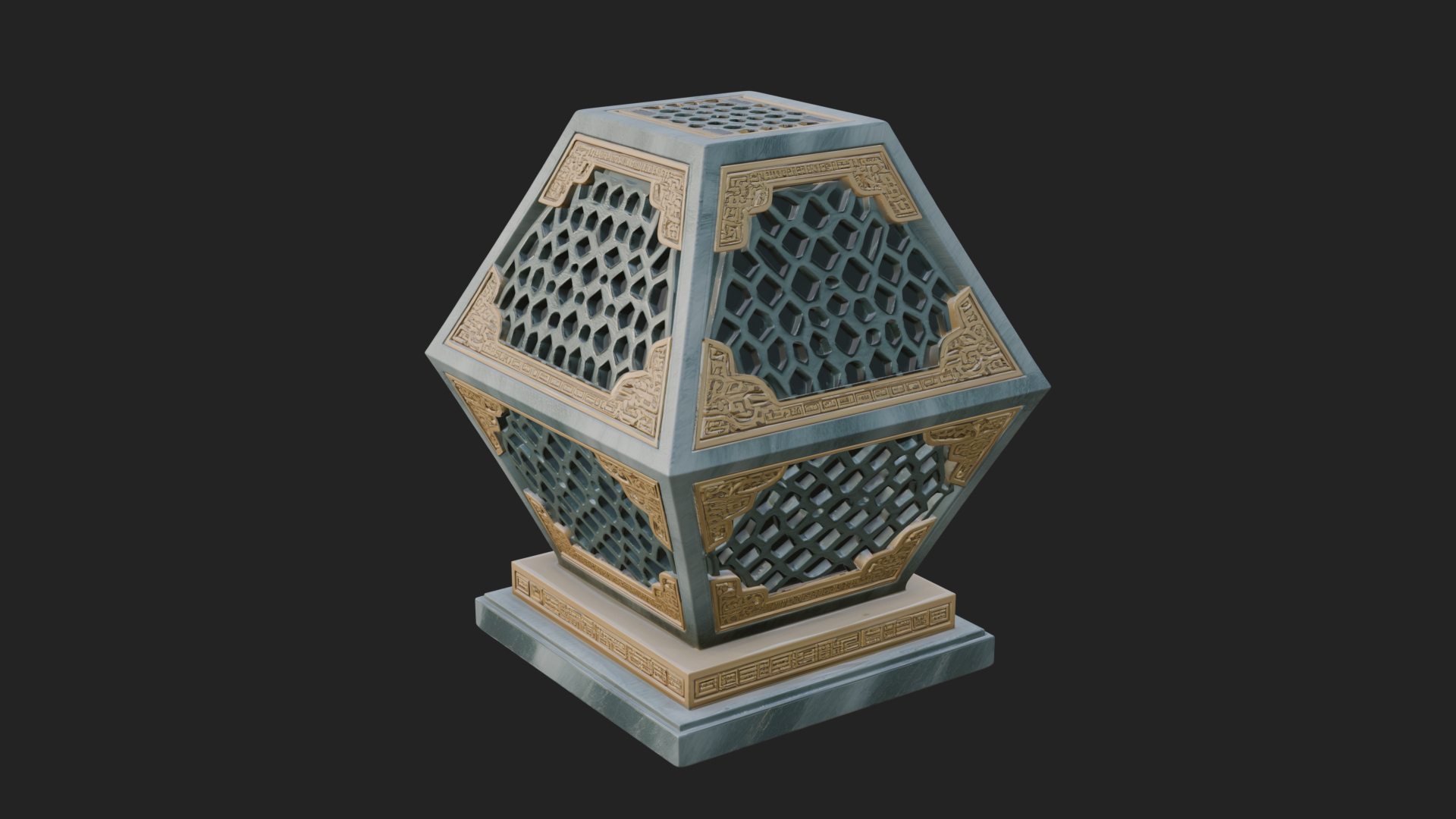 Pierced Stone Lantern Model Design 1 3D Print Model 3D Model
