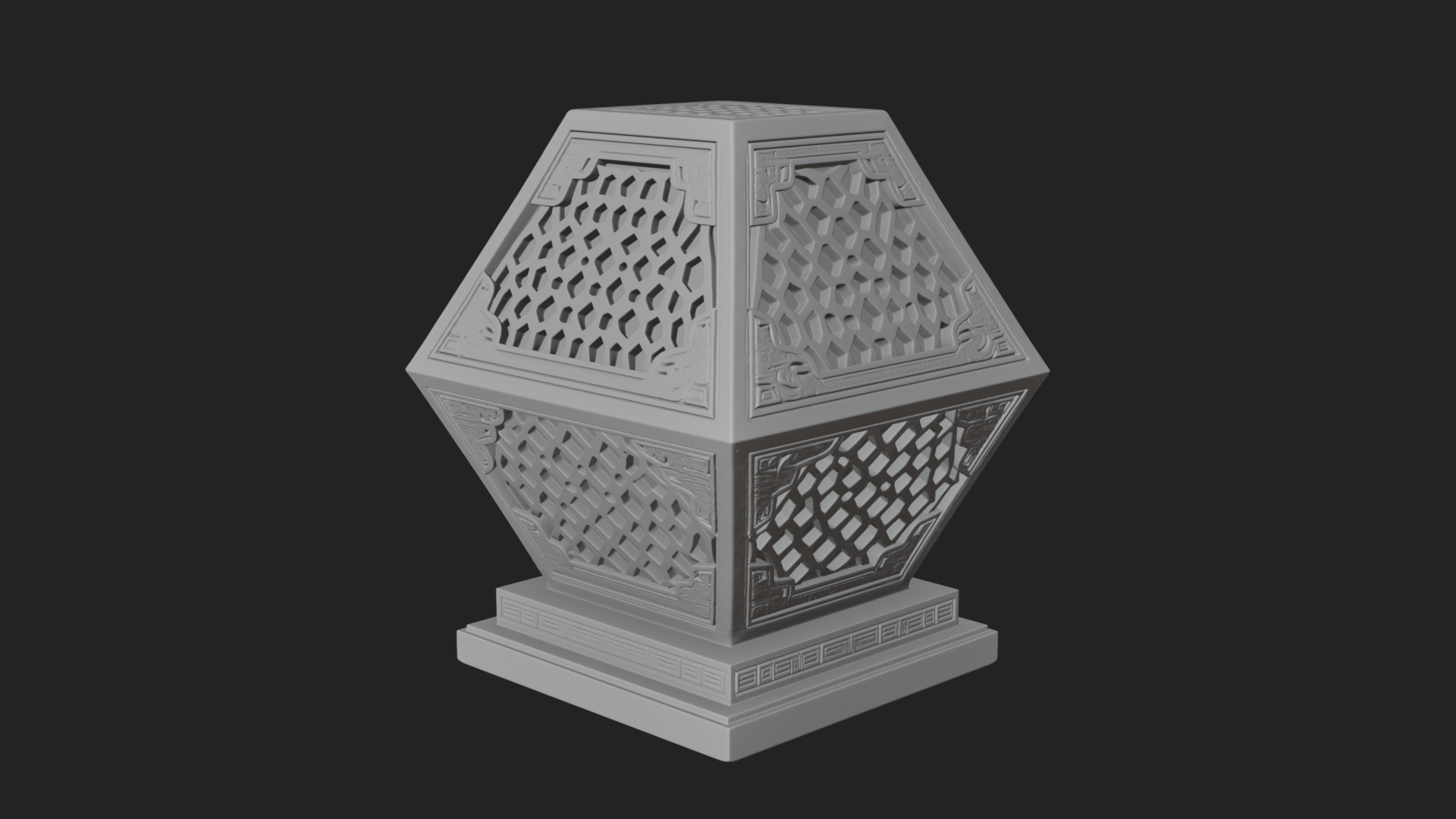 Pierced Stone Lantern Model Design 1 3D Print Model 3D Model