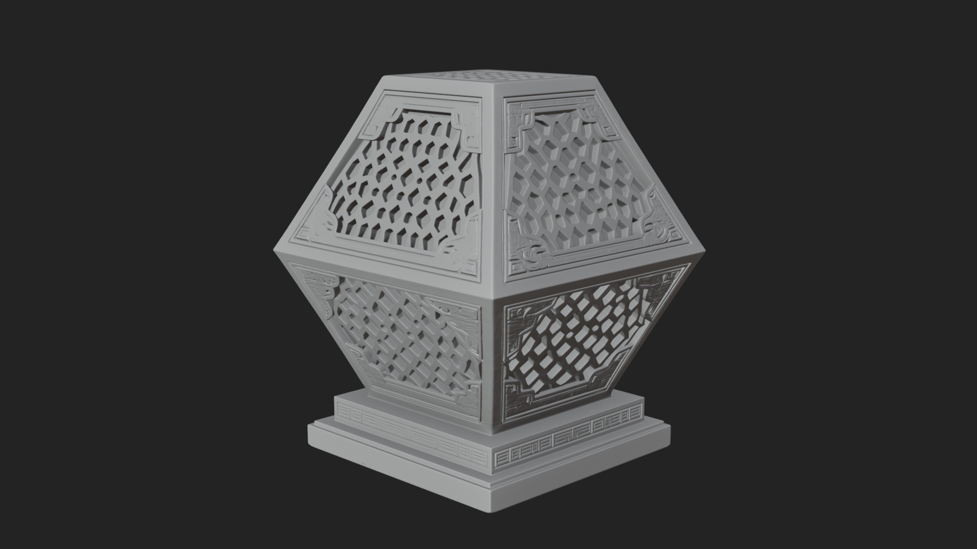 Pierced Stone Lantern Model Design 1 3D Print Model 3D Model