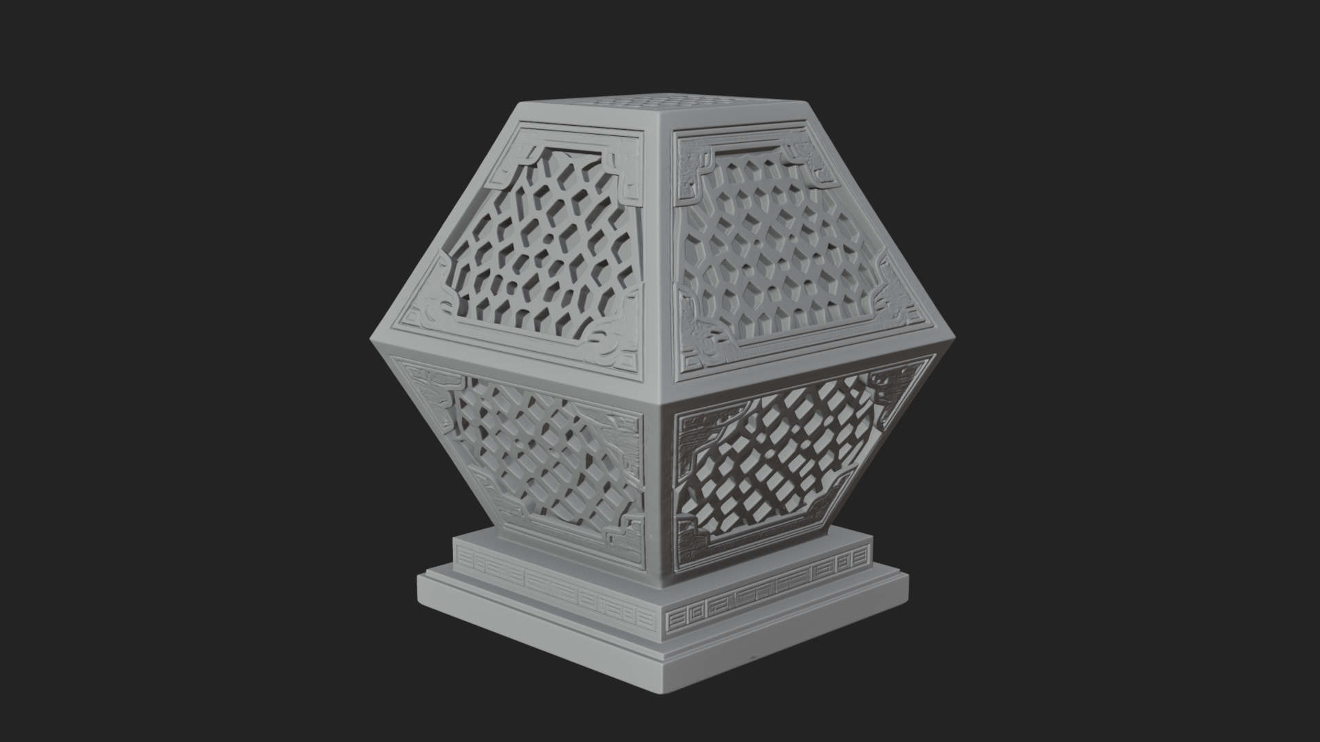 Pierced Stone Lantern Model Design 1 3D Print Model 3D Model