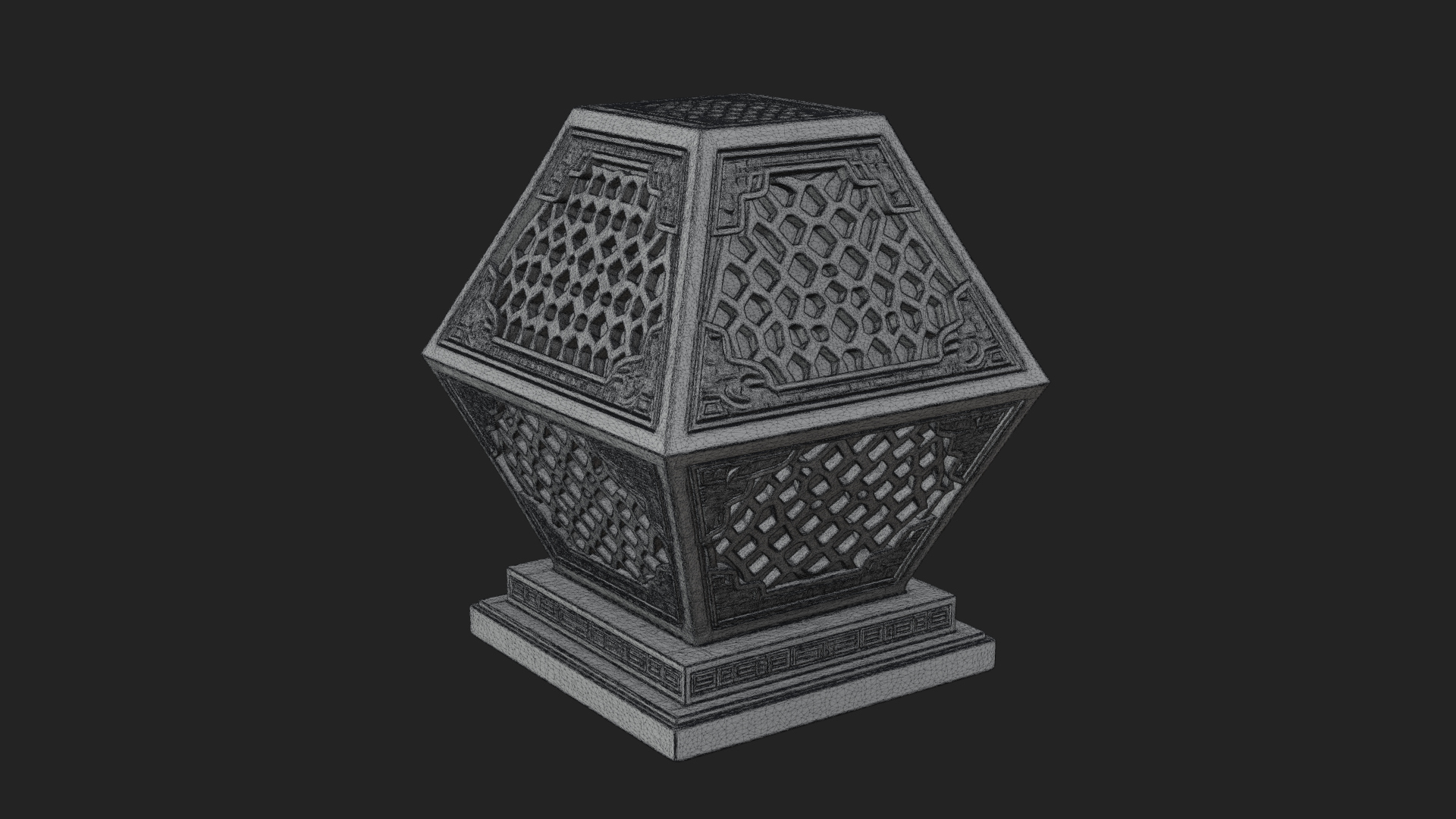 Pierced Stone Lantern Model Design 1 3D Print Model 3D Model
