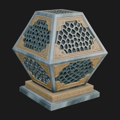 Pierced Stone Lantern Model Design 1 3D Print Model