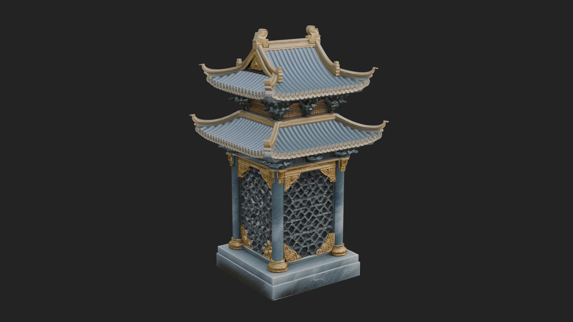 Pierced Stone Lantern Model Design 2 3D Print Model 3D Model