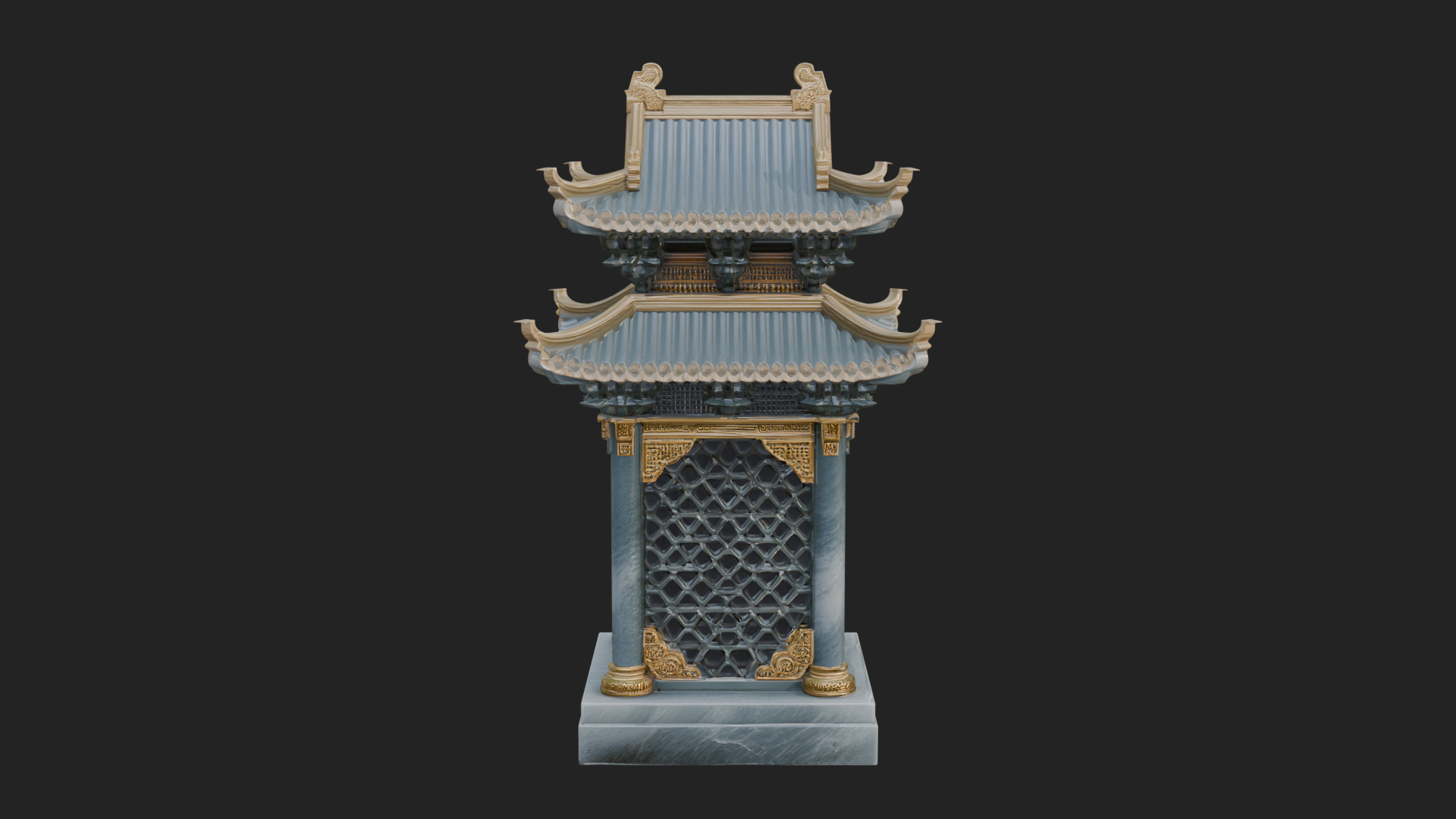 Pierced Stone Lantern Model Design 2 3D Print Model 3D Model