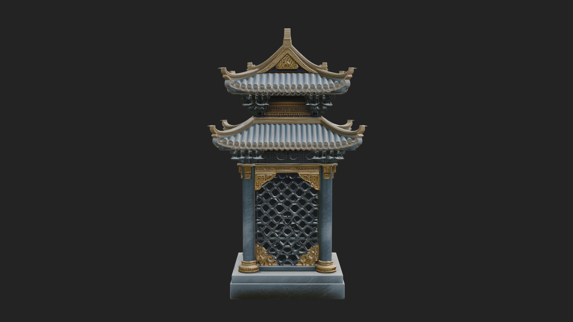 Pierced Stone Lantern Model Design 2 3D Print Model 3D Model