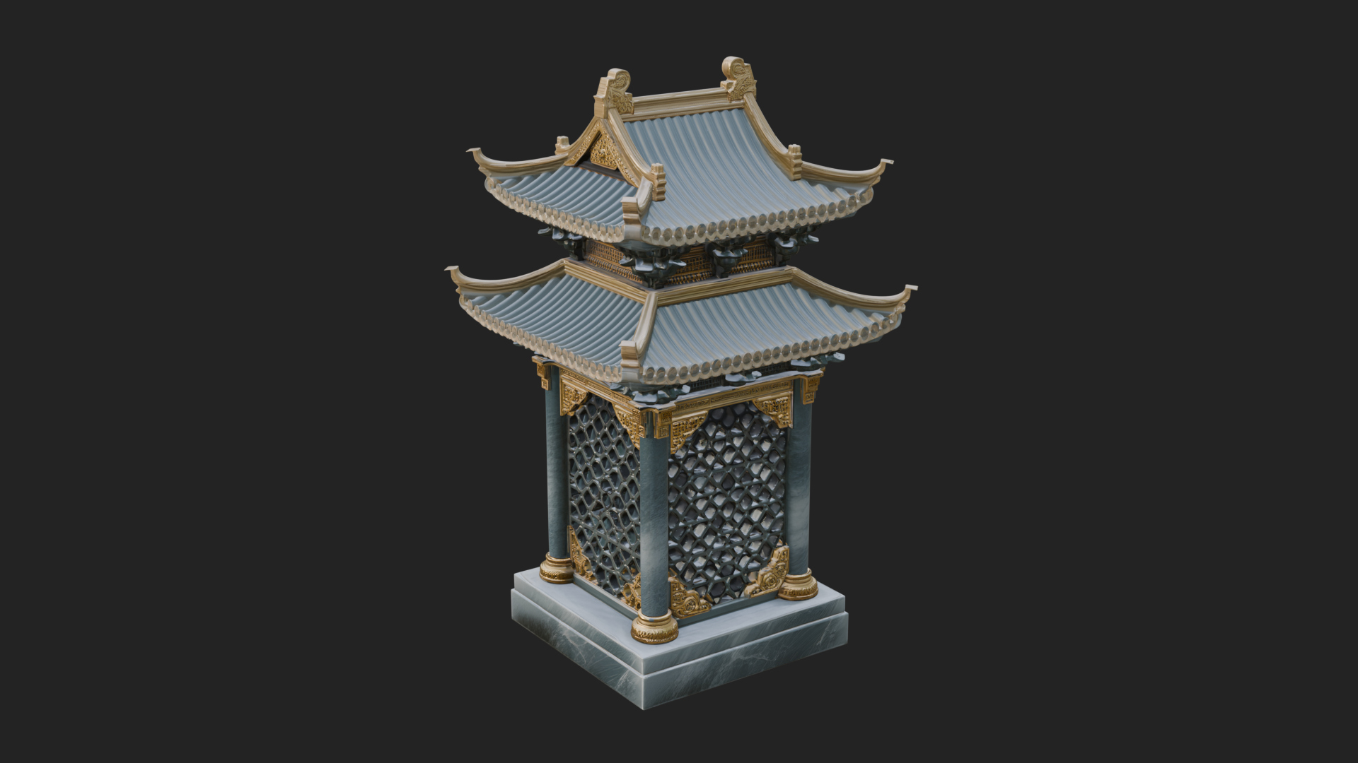 Pierced Stone Lantern Model Design 2 3D Print Model 3D Model