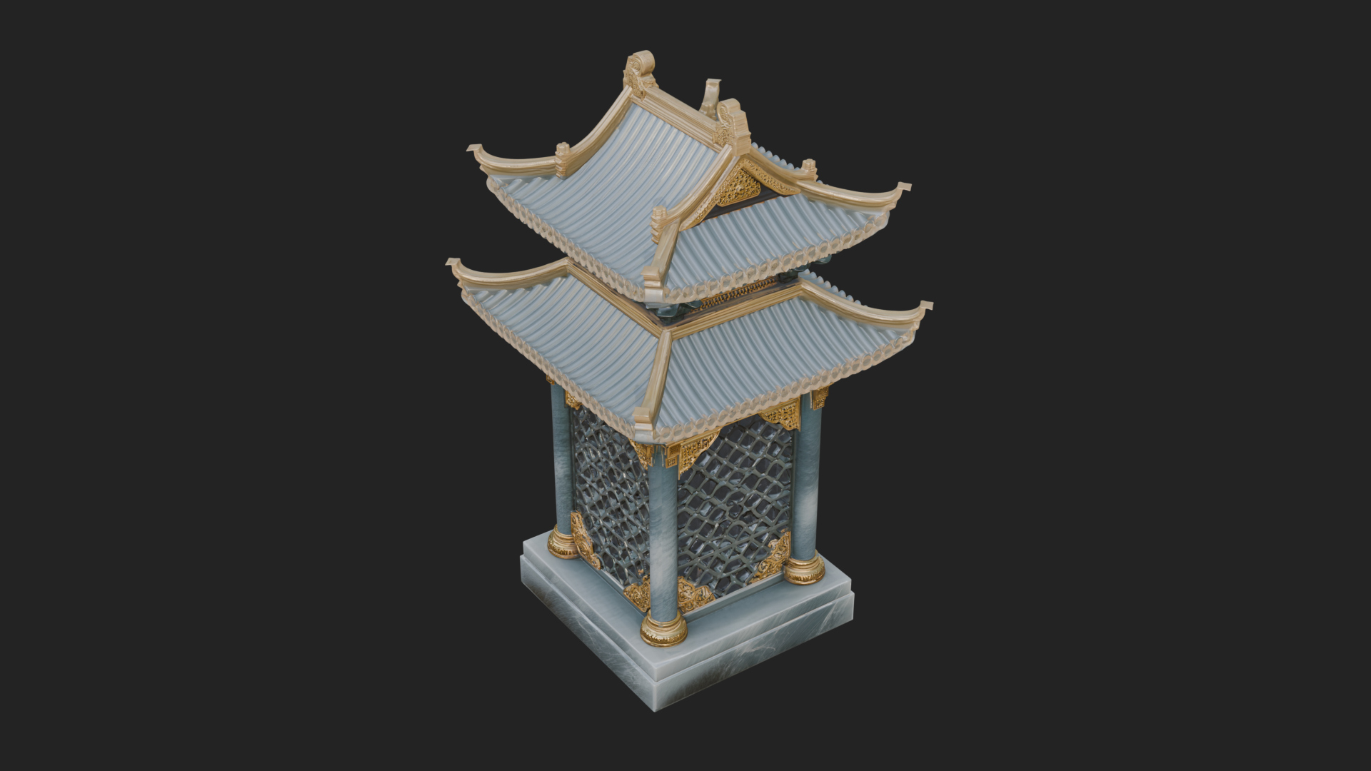Pierced Stone Lantern Model Design 2 3D Print Model 3D Model