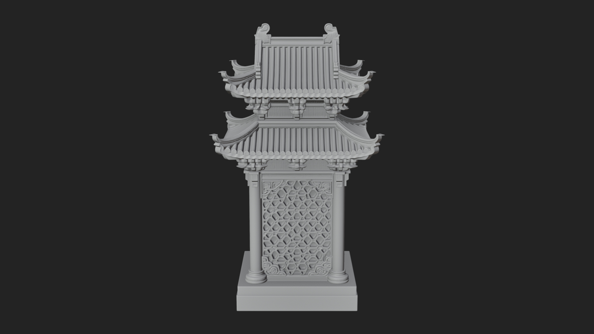 Pierced Stone Lantern Model Design 2 3D Print Model 3D Model