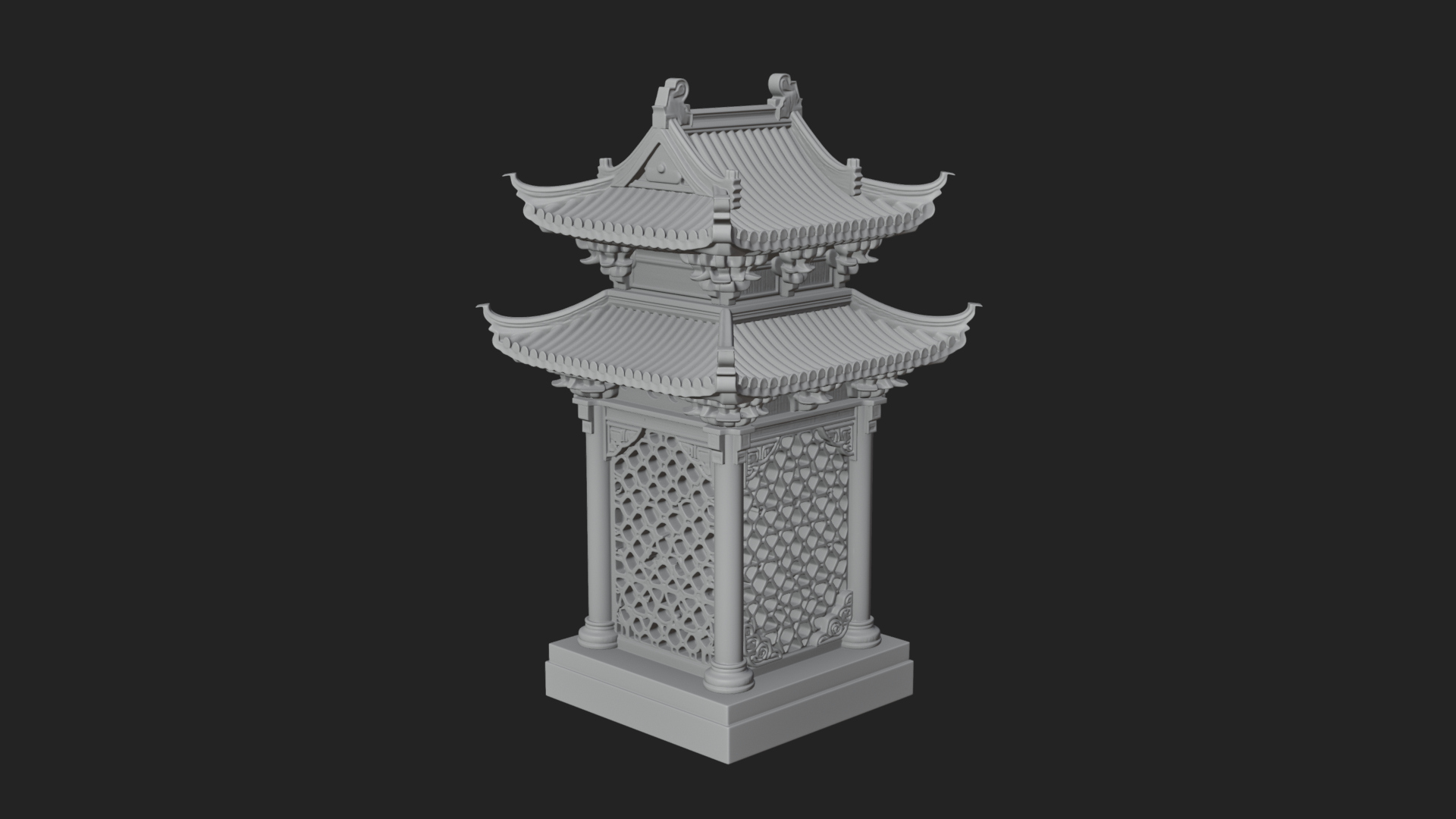 Pierced Stone Lantern Model Design 2 3D Print Model 3D Model
