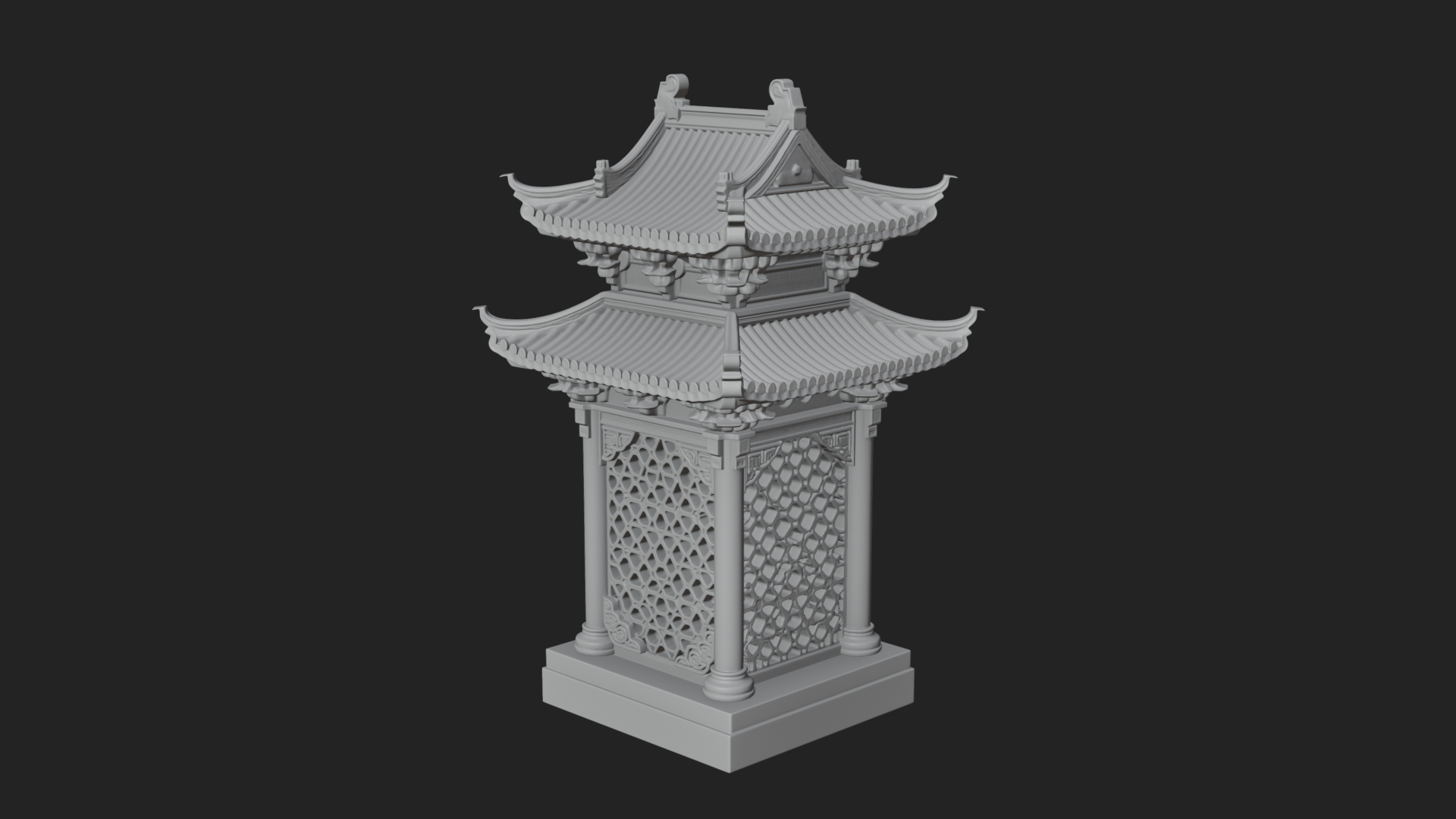 Pierced Stone Lantern Model Design 2 3D Print Model 3D Model