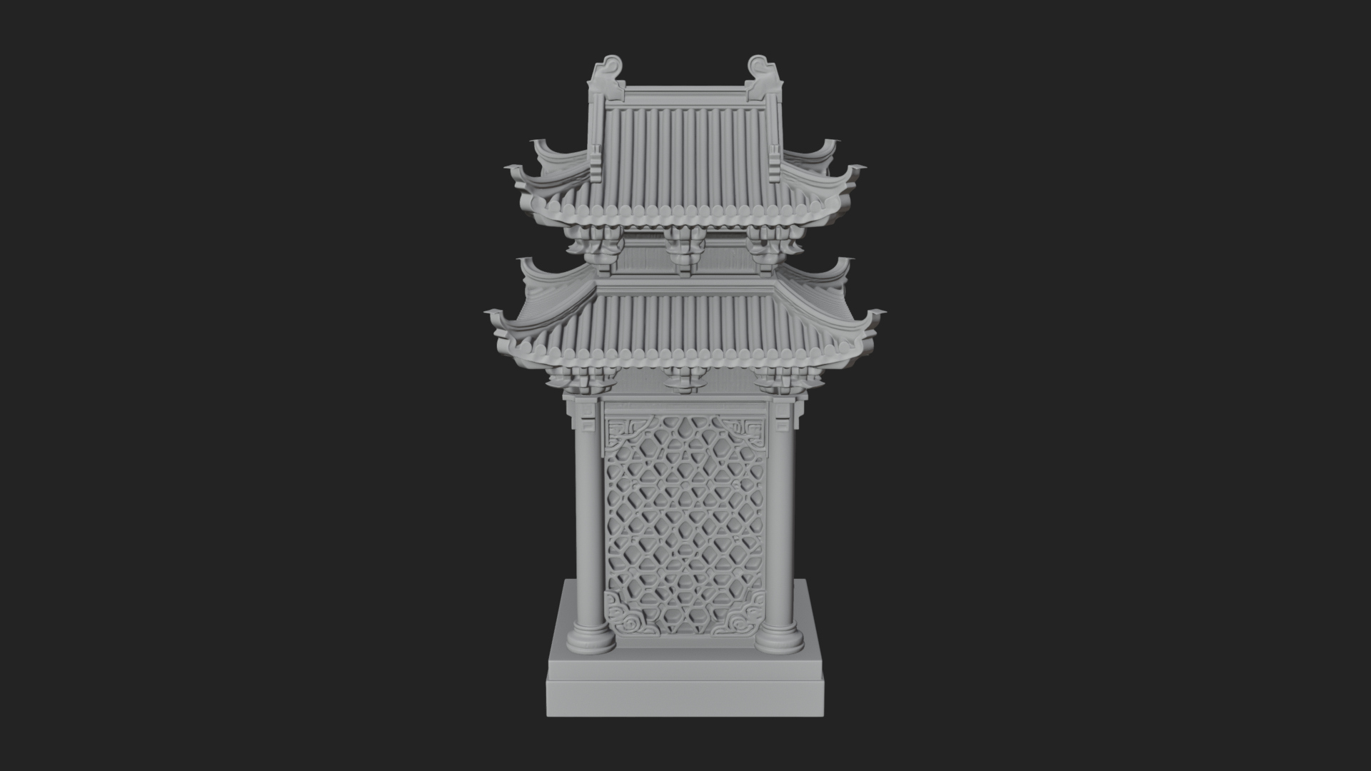 Pierced Stone Lantern Model Design 2 3D Print Model 3D Model