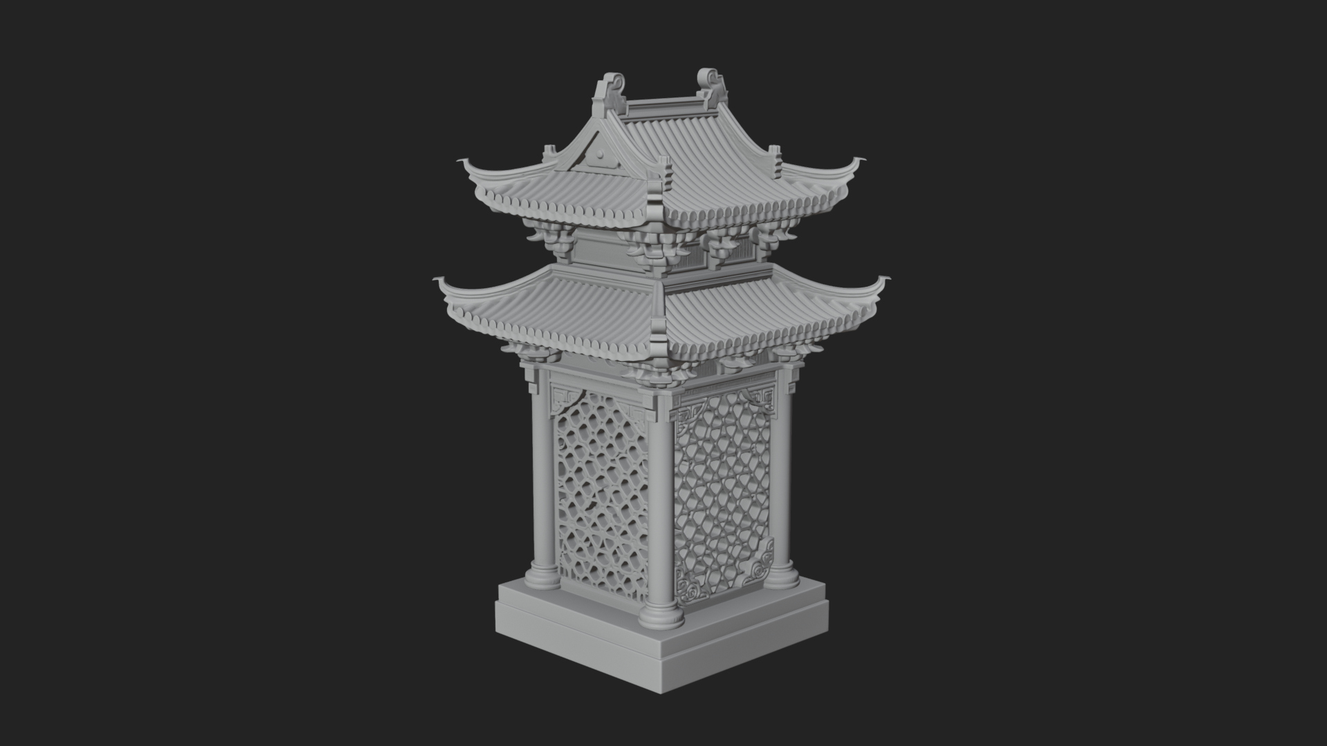 Pierced Stone Lantern Model Design 2 3D Print Model 3D Model