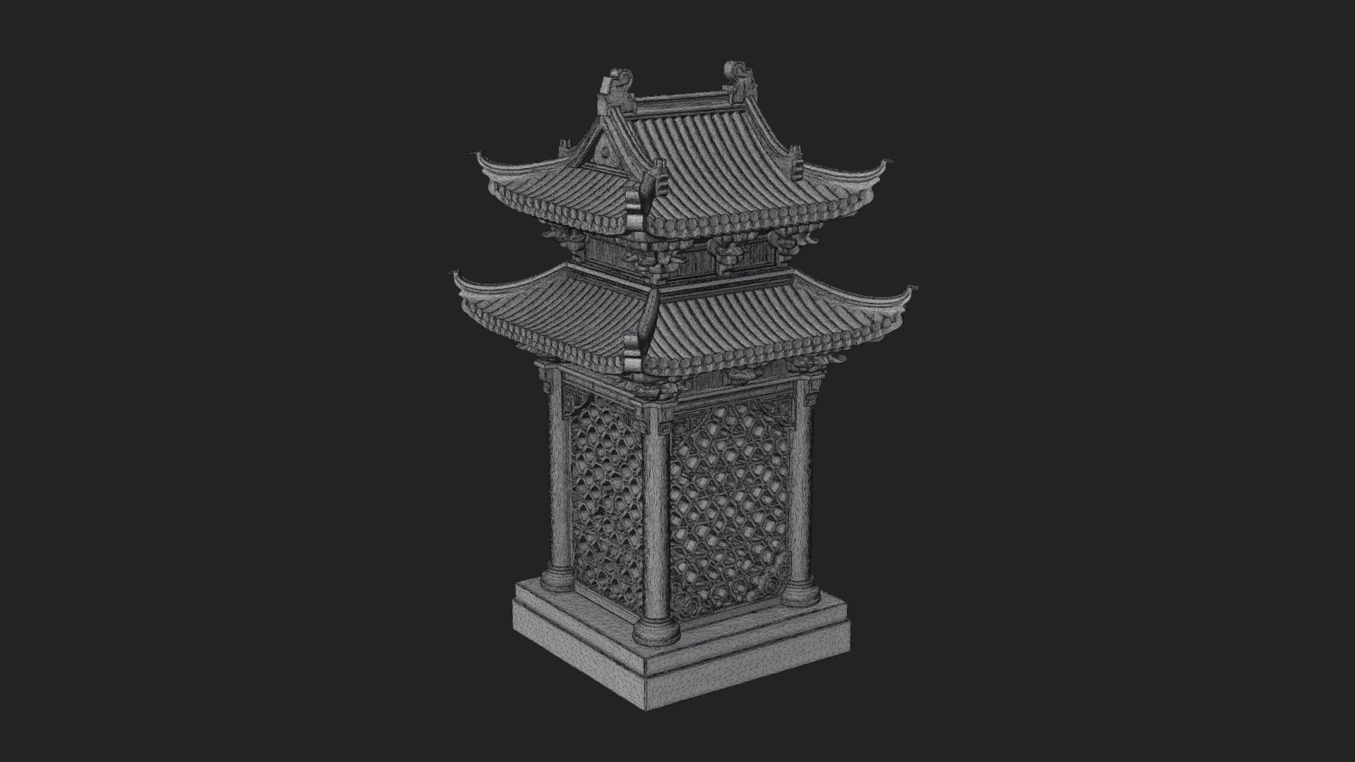 Pierced Stone Lantern Model Design 2 3D Print Model 3D Model