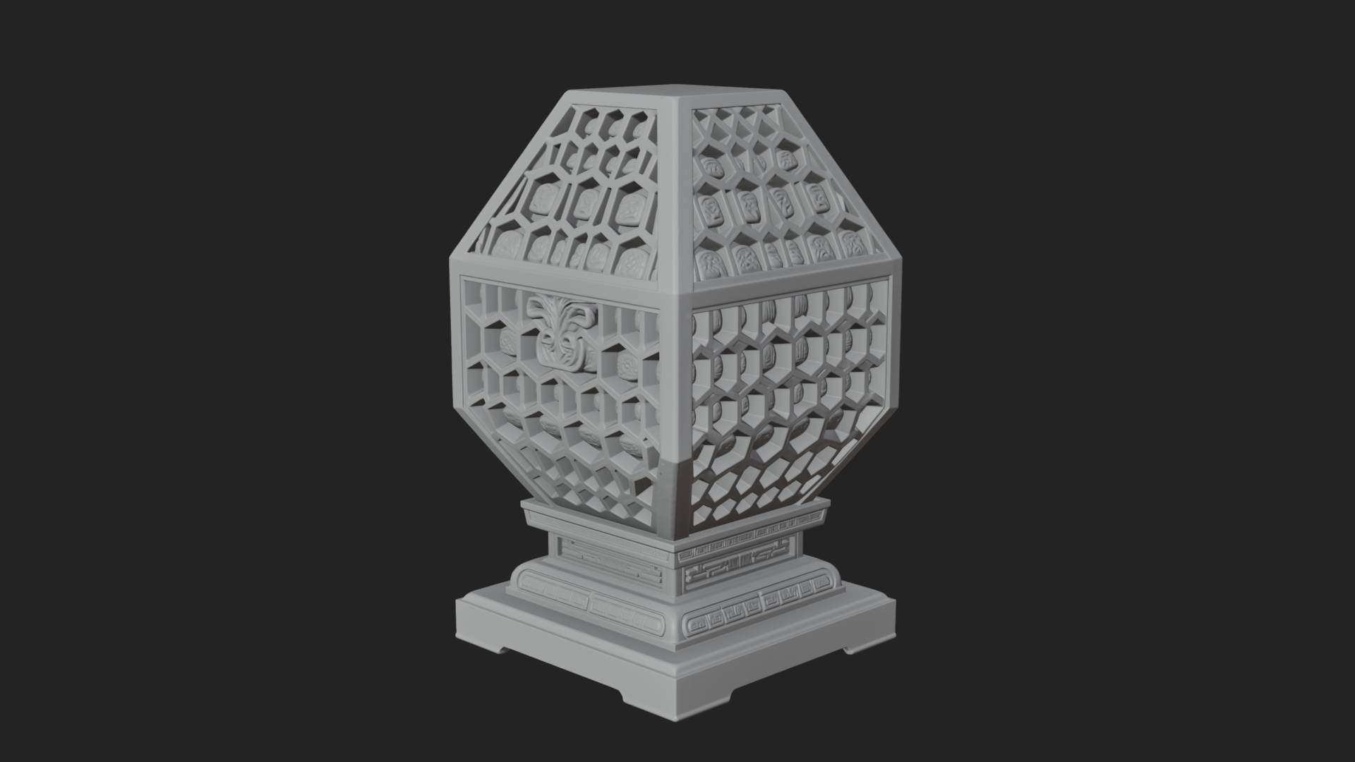 Pierced Stone Lantern Model Design 3 3D Print Model 3D Model