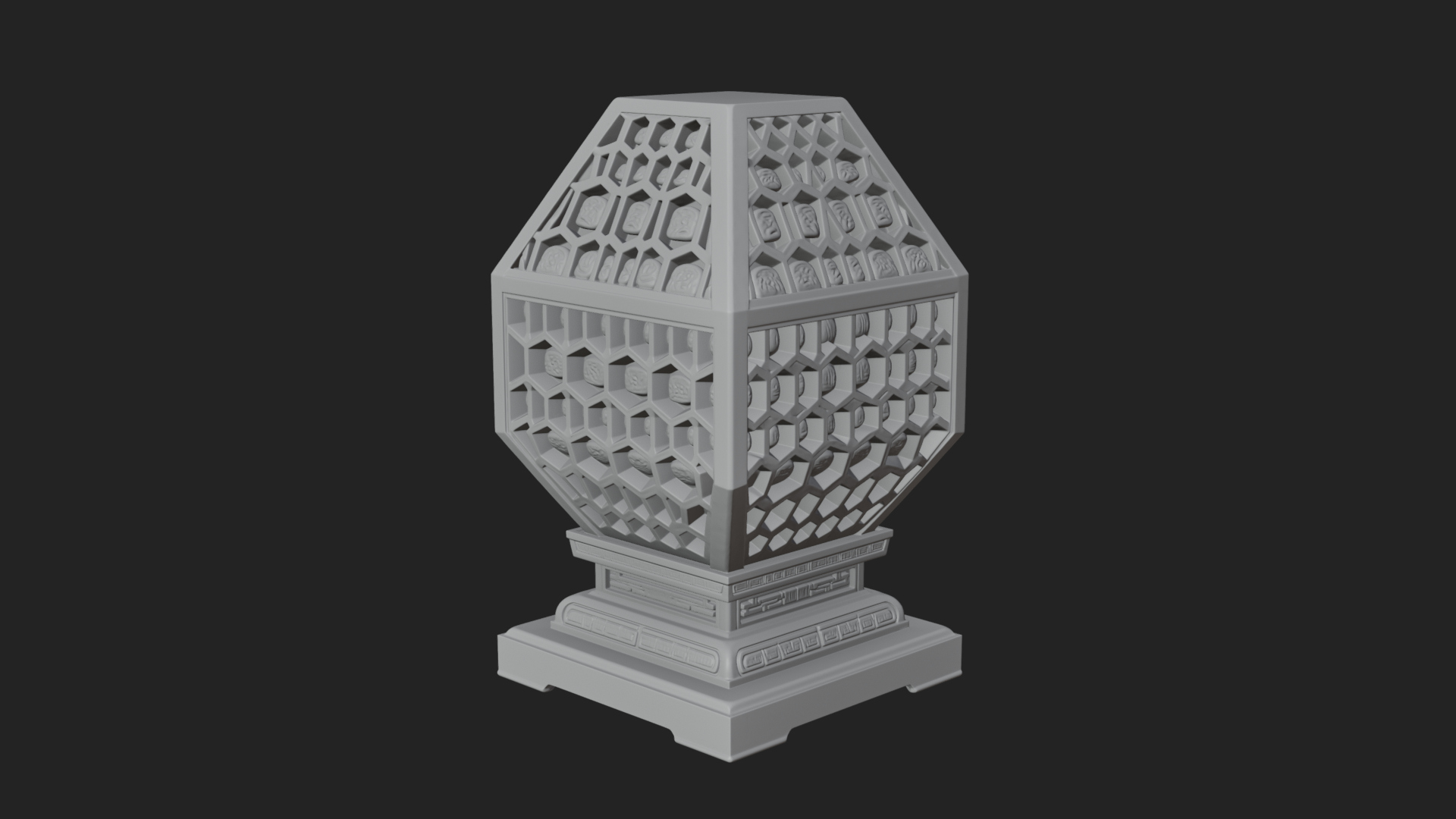 Pierced Stone Lantern Model Design 3 3D Print Model 3D Model