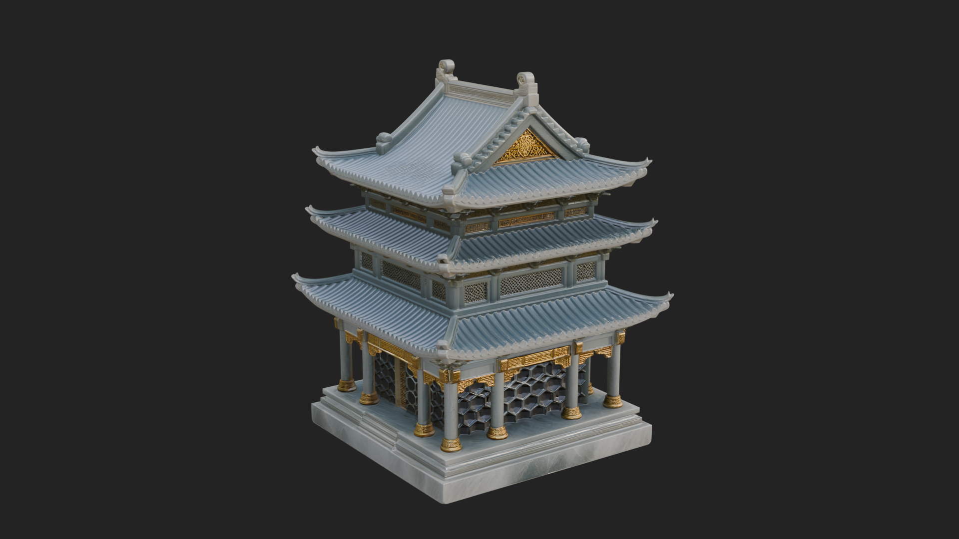 Pierced Stone Lantern Model Design 4 3D Print Model 3D Model
