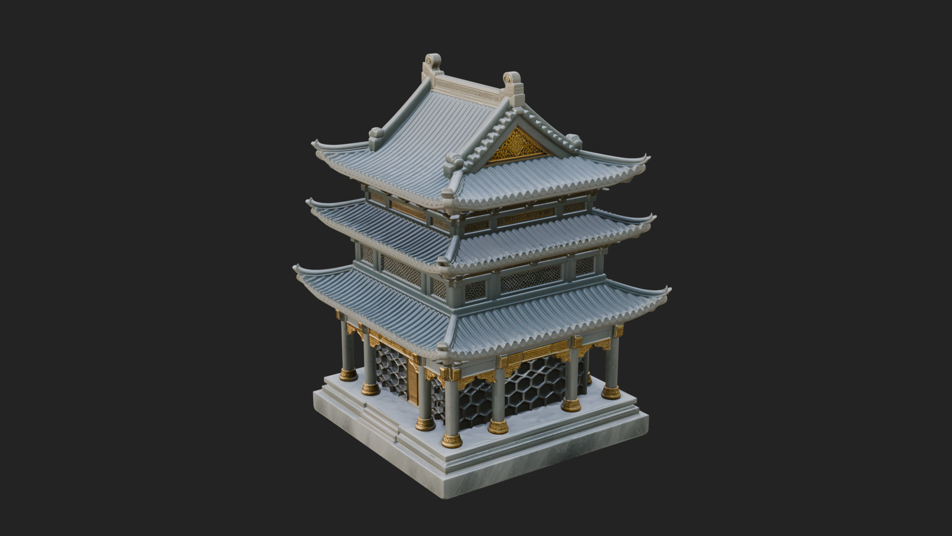 Pierced Stone Lantern Model Design 4 3D Print Model 3D Model