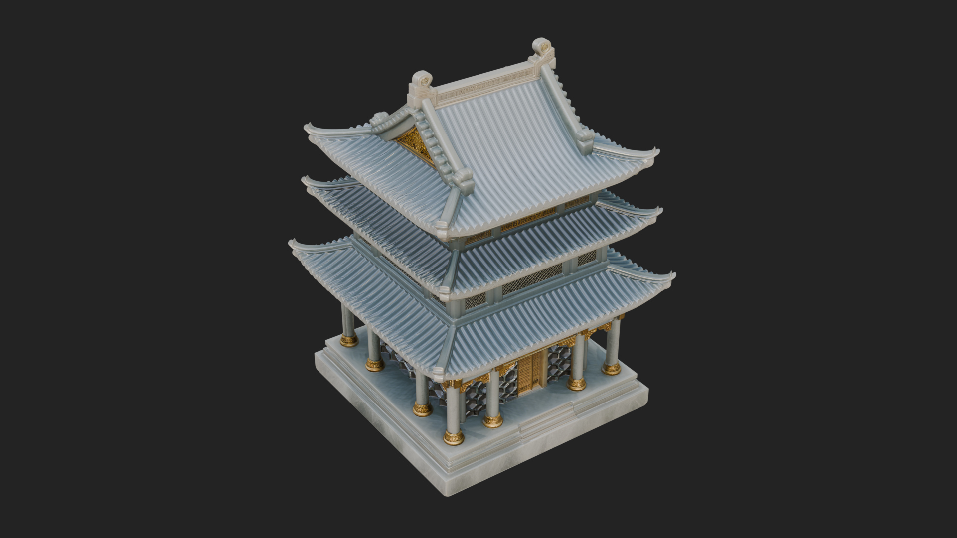 Pierced Stone Lantern Model Design 4 3D Print Model 3D Model