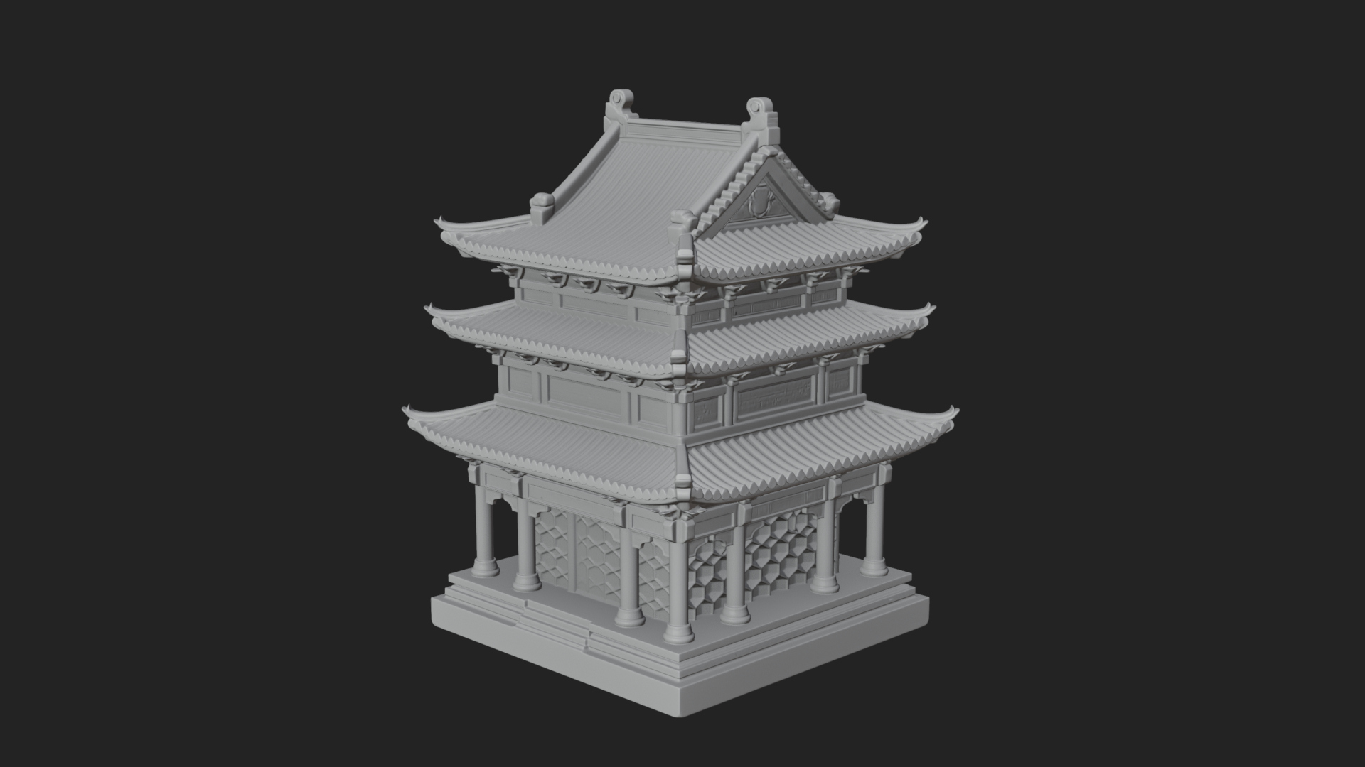 Pierced Stone Lantern Model Design 4 3D Print Model 3D Model