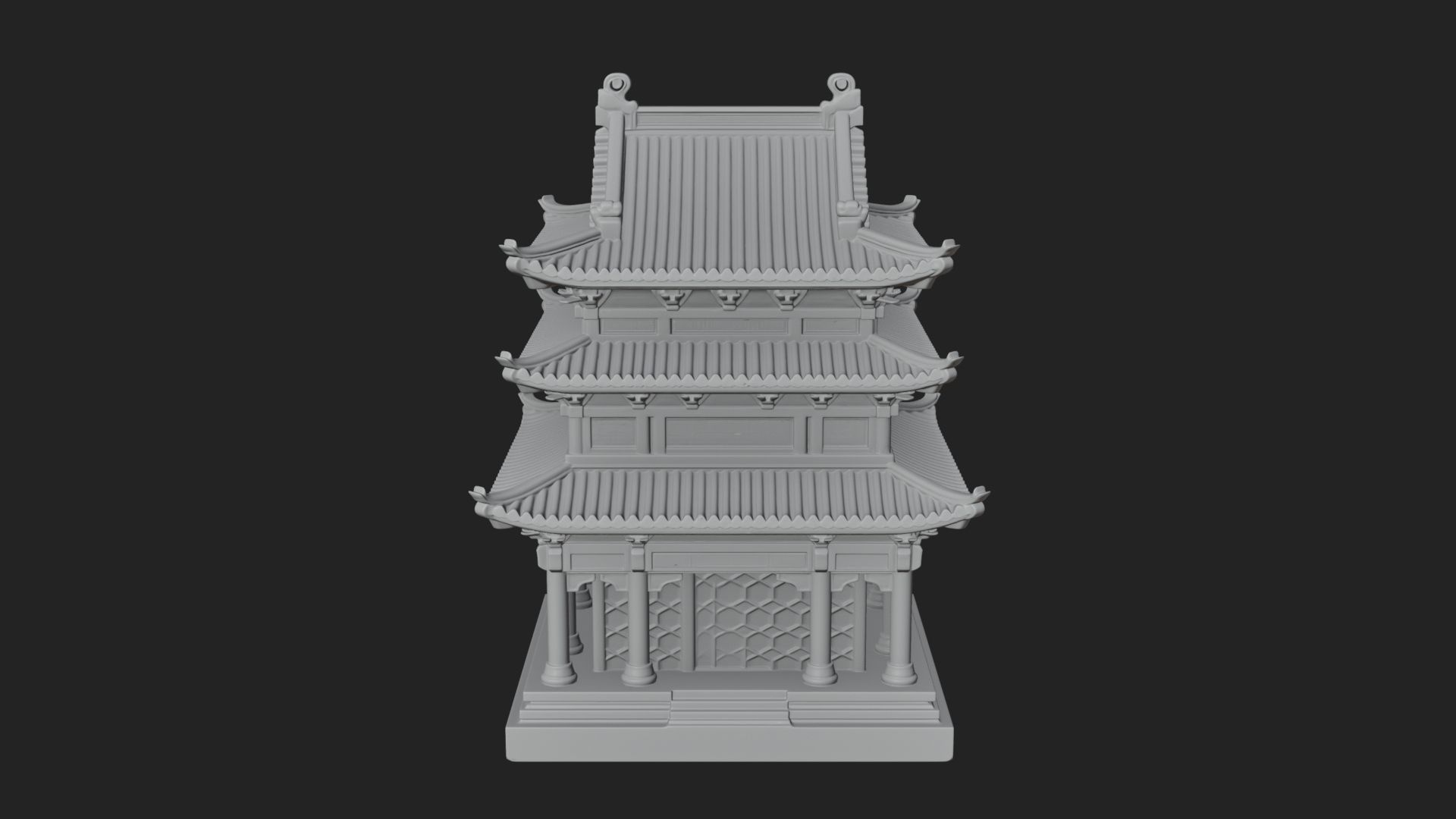 Pierced Stone Lantern Model Design 4 3D Print Model 3D Model