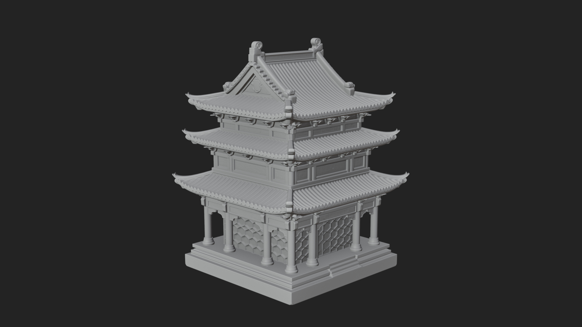 Pierced Stone Lantern Model Design 4 3D Print Model 3D Model