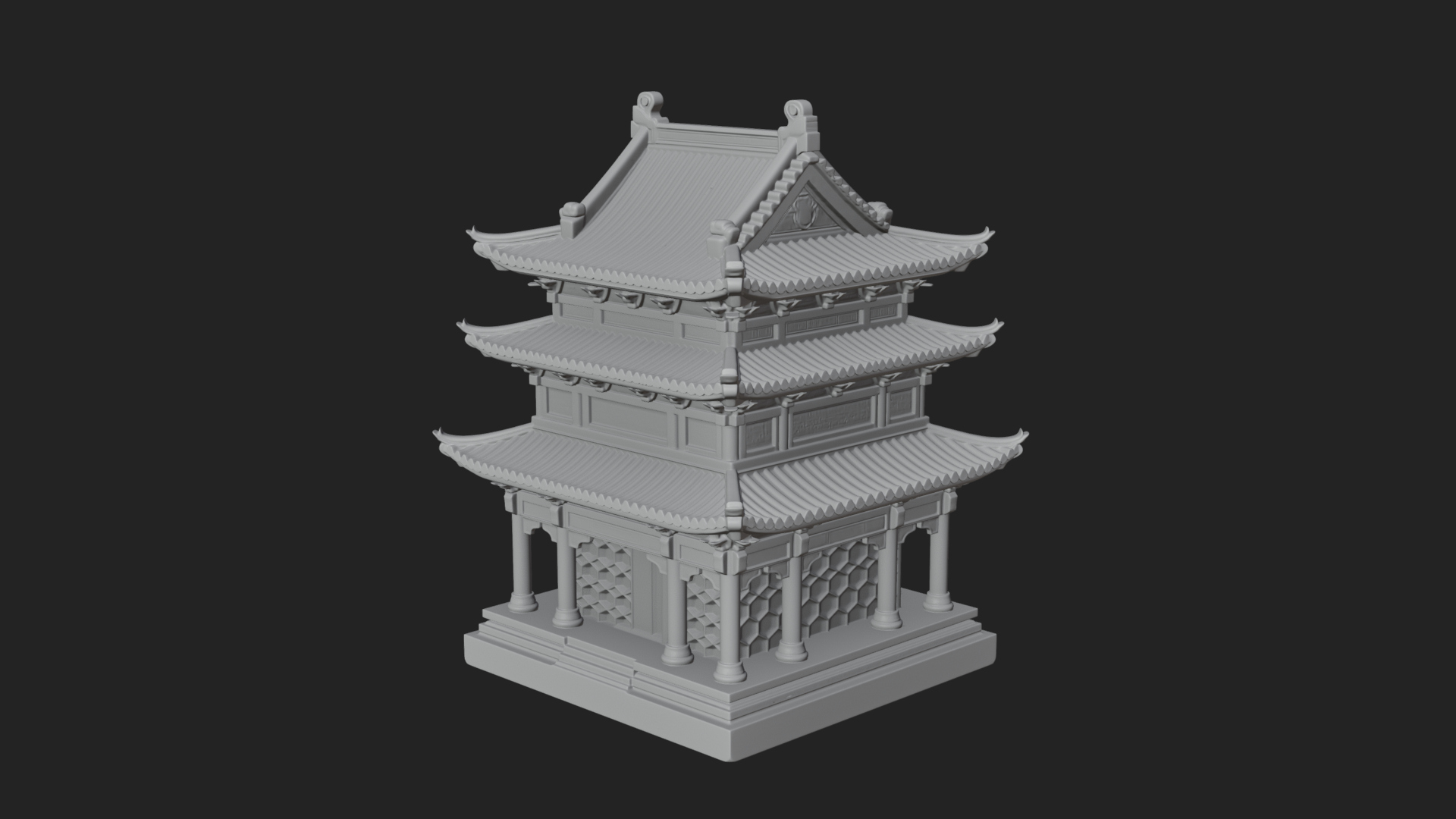 Pierced Stone Lantern Model Design 4 3D Print Model 3D Model