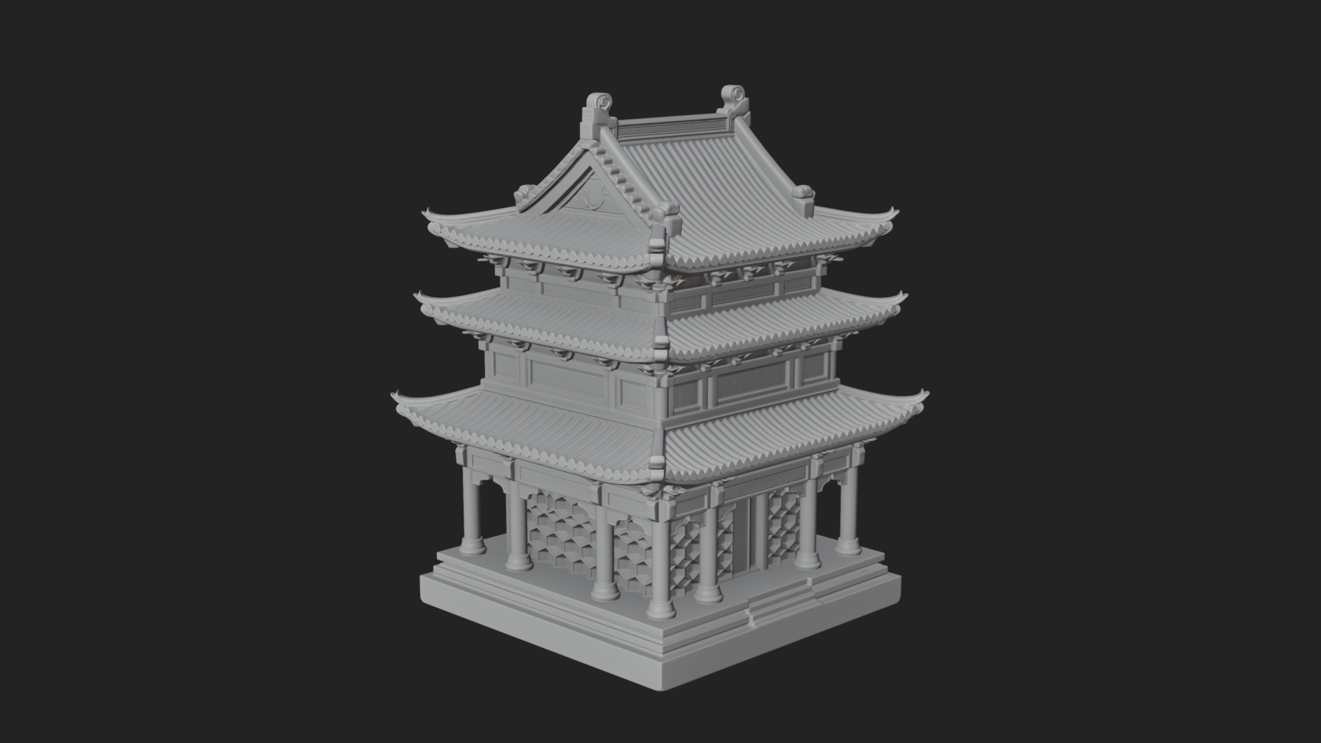 Pierced Stone Lantern Model Design 4 3D Print Model 3D Model