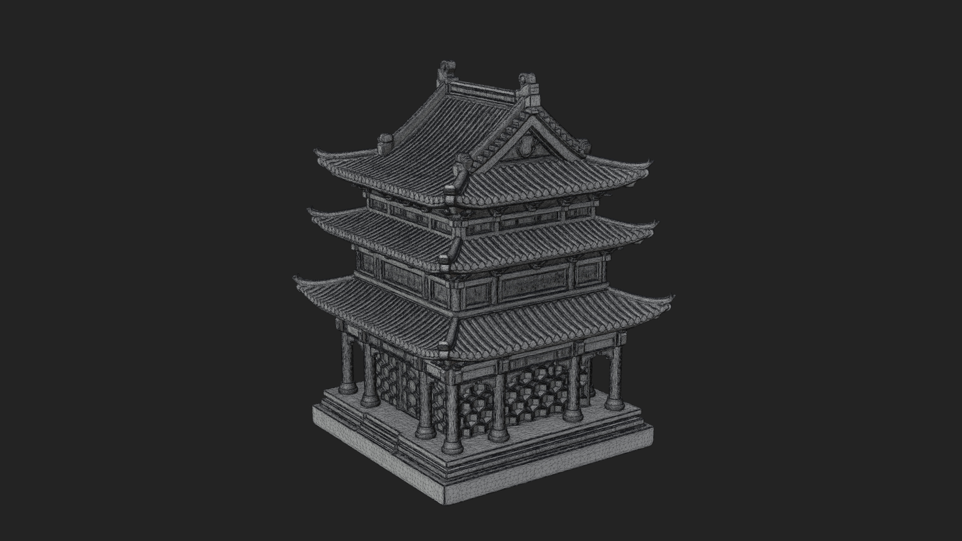 Pierced Stone Lantern Model Design 4 3D Print Model 3D Model