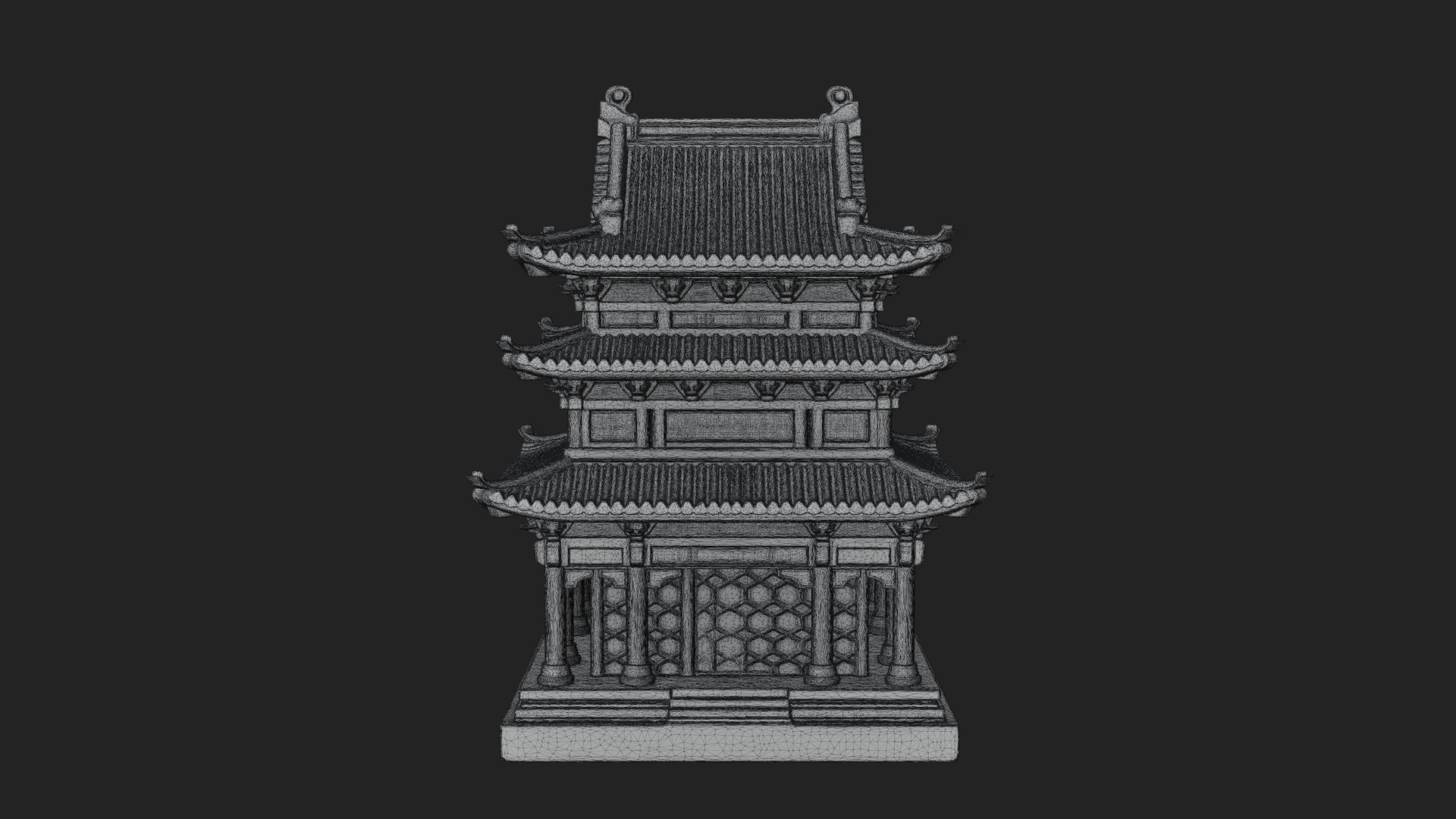 Pierced Stone Lantern Model Design 4 3D Print Model 3D Model