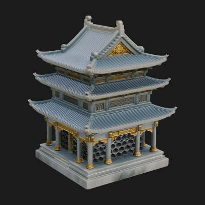 Pierced Stone Lantern Model Design 4 3D Print Model