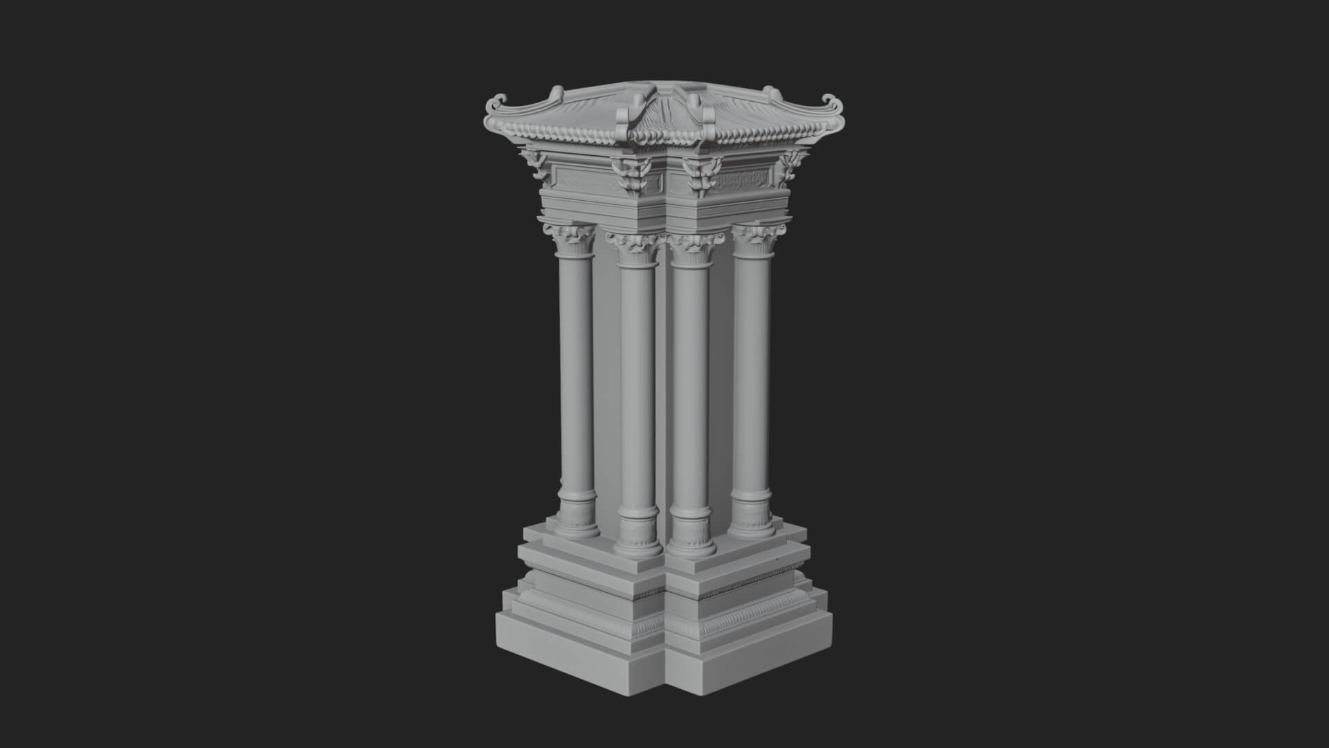 Pillared Canopy Model Design 1 3D Print Model 3D Model