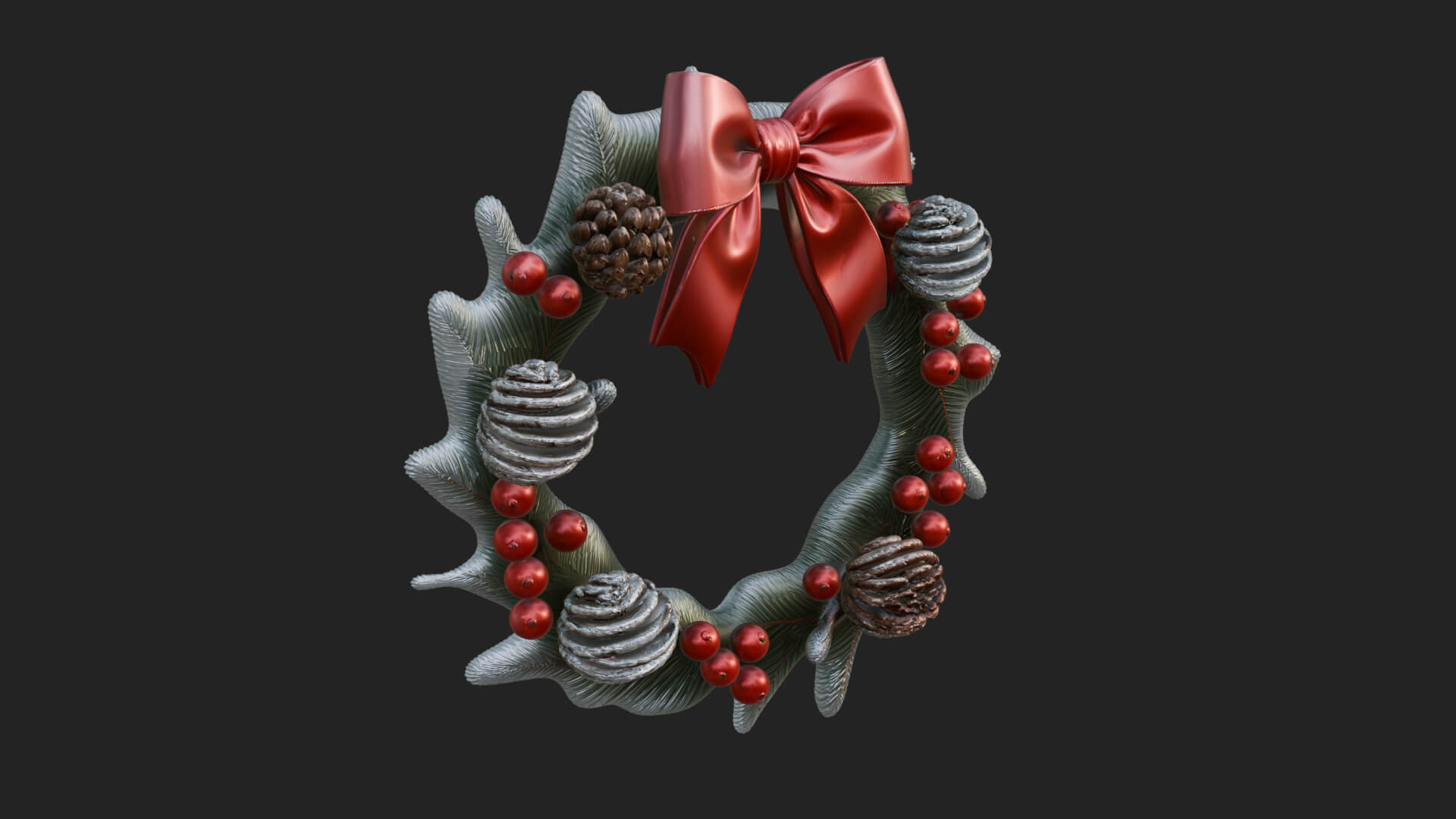 Pine Christmas Wreath Ornament Design 1 3D Print Model 3D Model