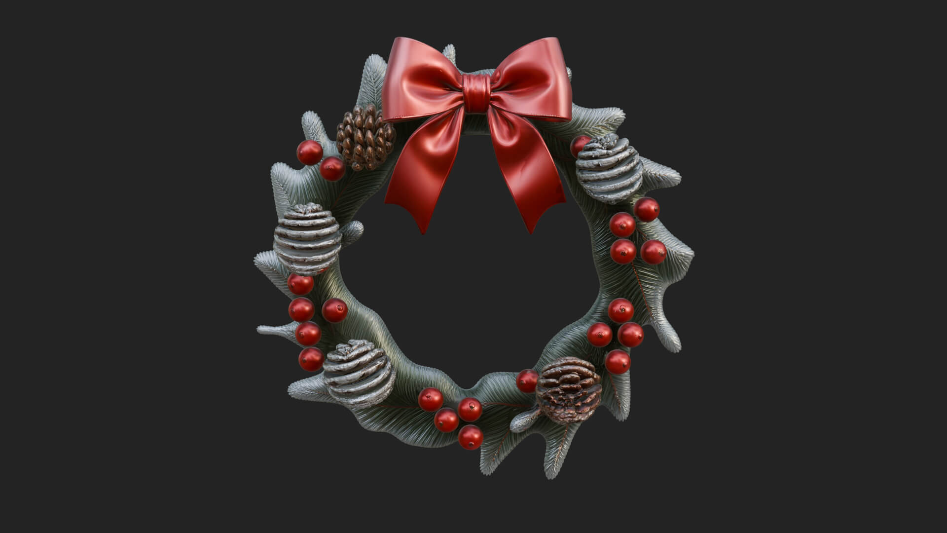 Pine Christmas Wreath Ornament Design 1 3D Print Model 3D Model