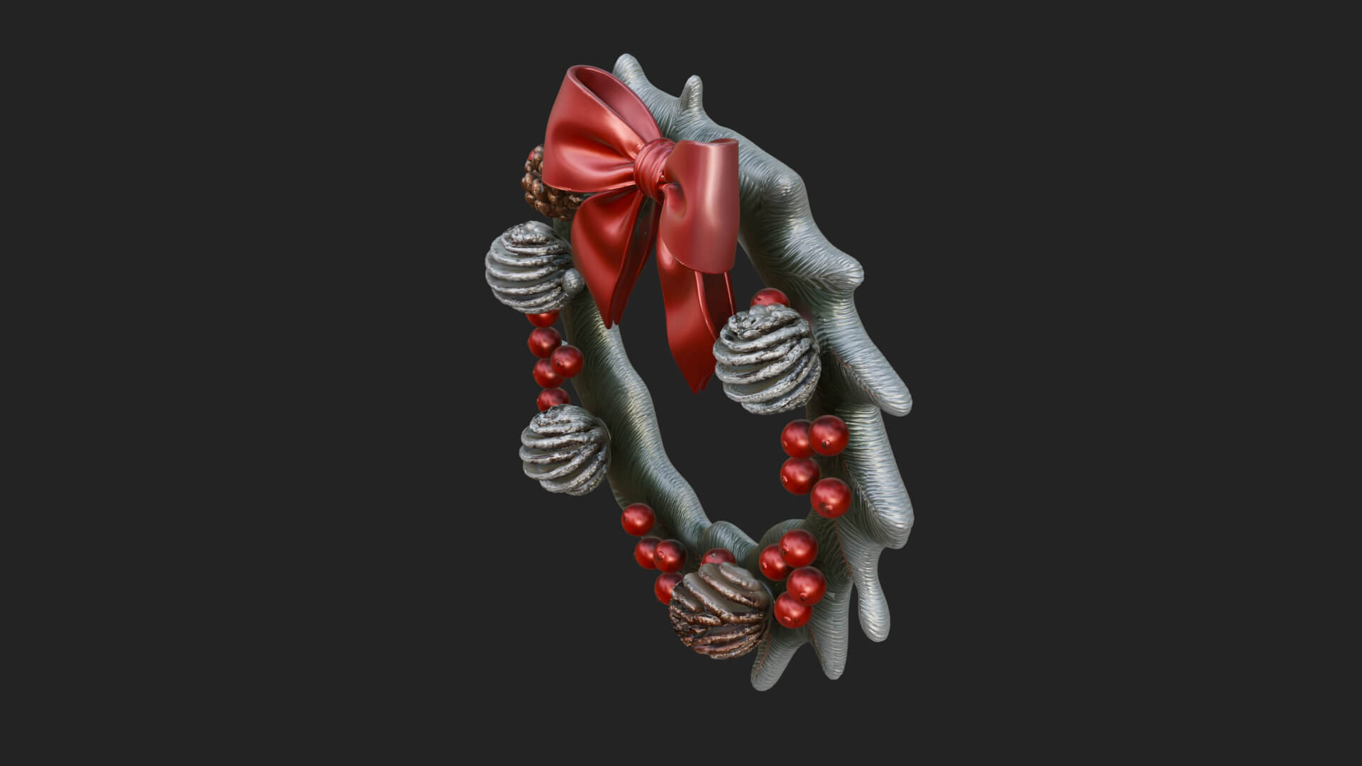 Pine Christmas Wreath Ornament Design 1 3D Print Model 3D Model