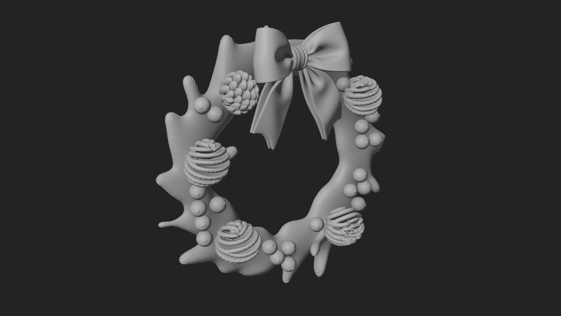 Pine Christmas Wreath Ornament Design 1 3D Print Model 3D Model