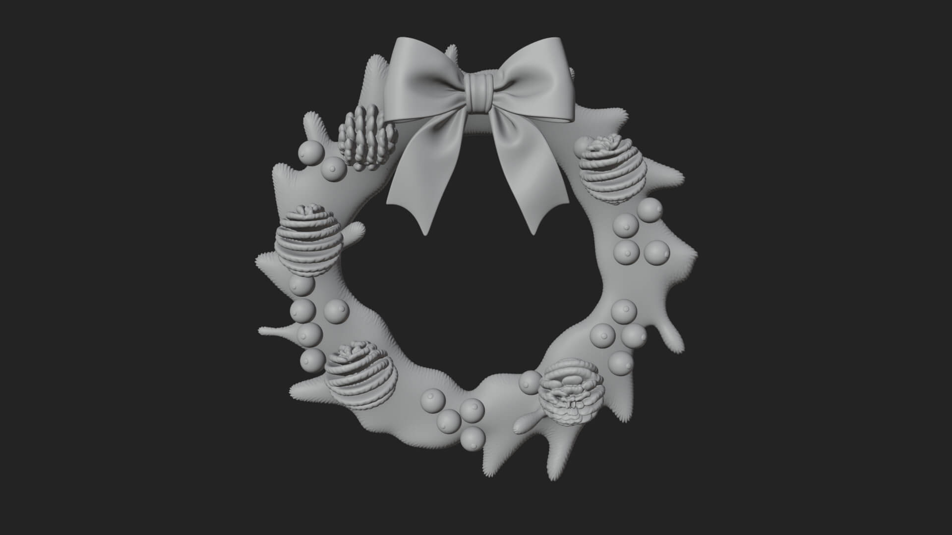 Pine Christmas Wreath Ornament Design 1 3D Print Model 3D Model